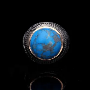 Men’s Sterling Silver Turquoise Double Color Ring