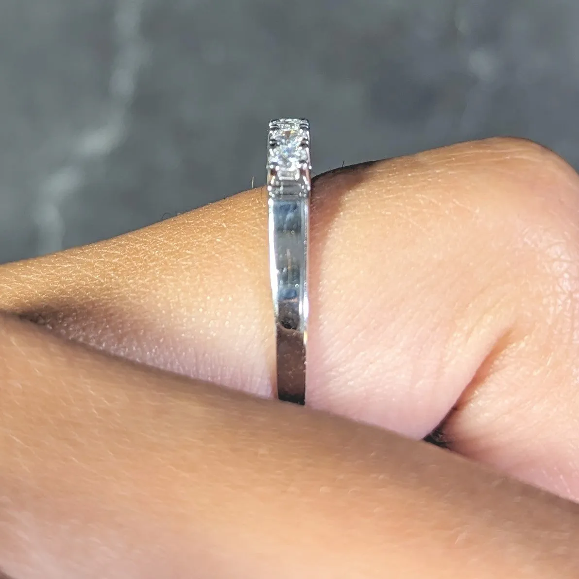Mid-Century 0.30 CTW Diamond 18 Karat White Gold Six Stone Vintage Band Ring
