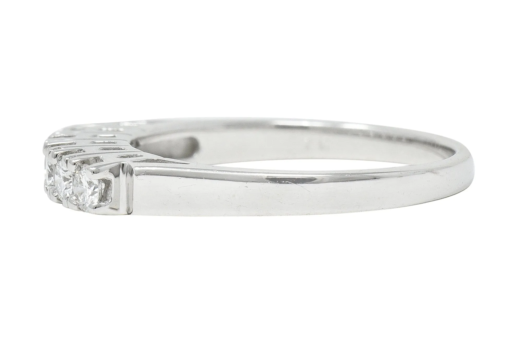 Mid-Century 0.30 CTW Diamond 18 Karat White Gold Six Stone Vintage Band Ring