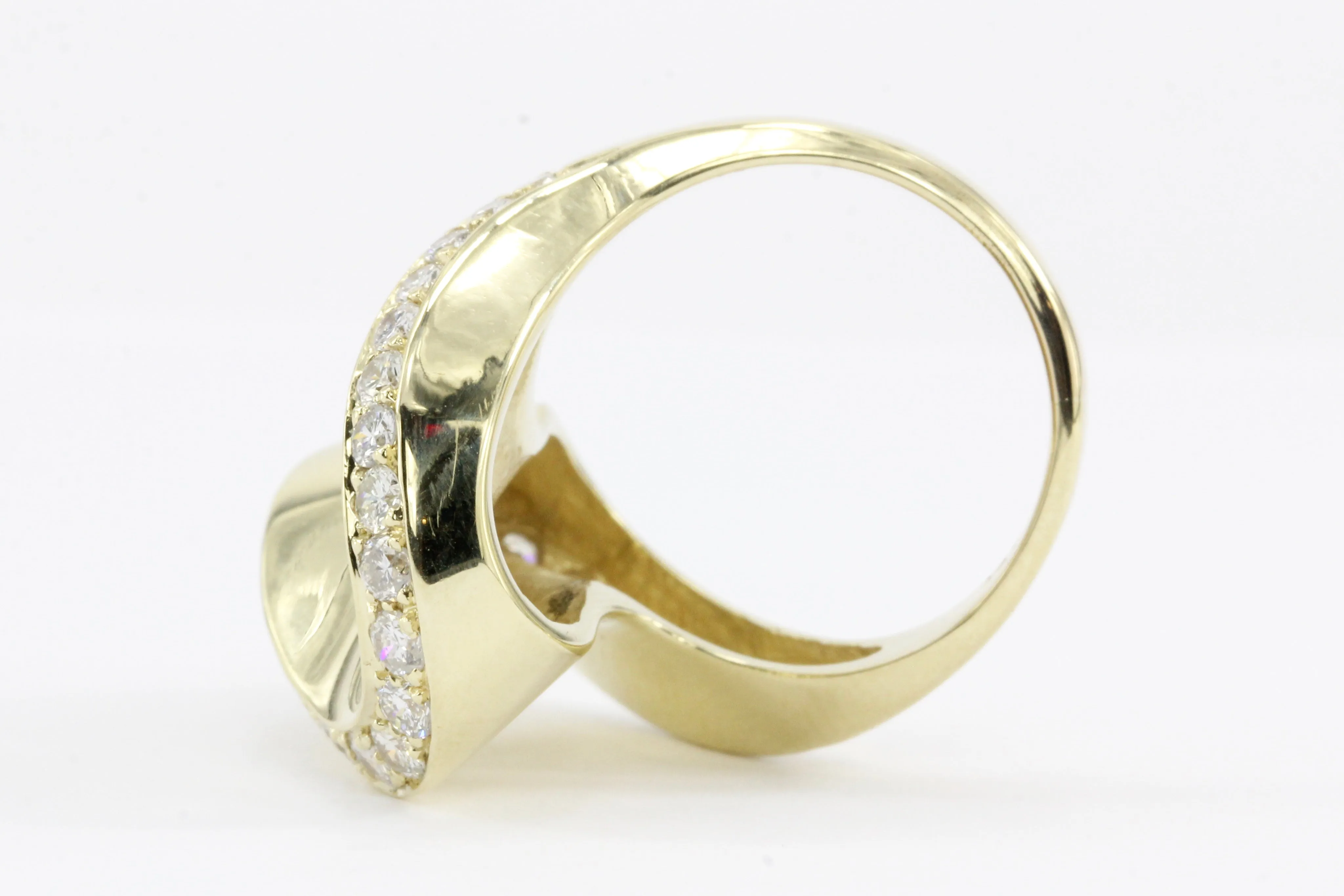 Modernist 14K Yellow Gold Diamond Swirl Ring