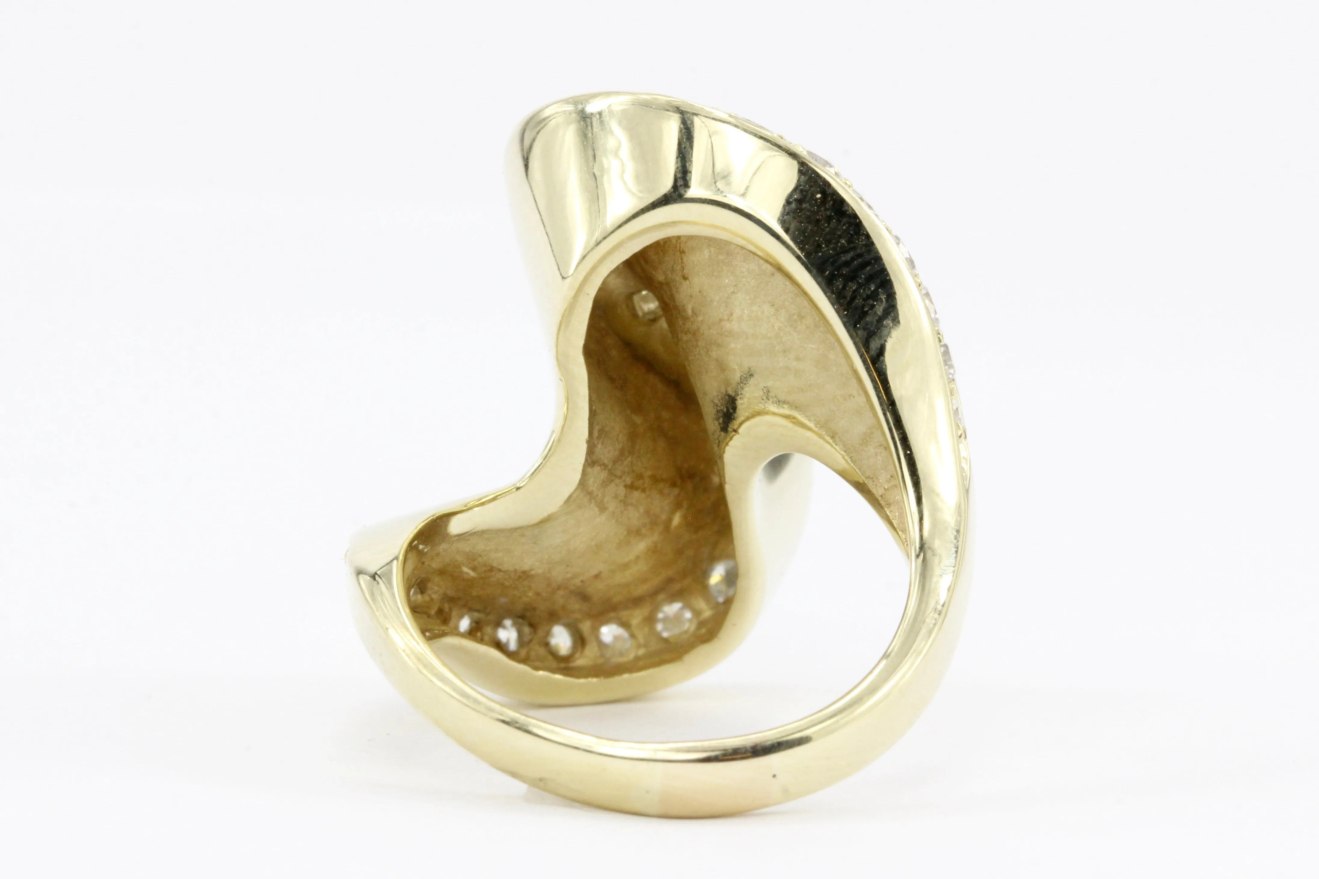 Modernist 14K Yellow Gold Diamond Swirl Ring