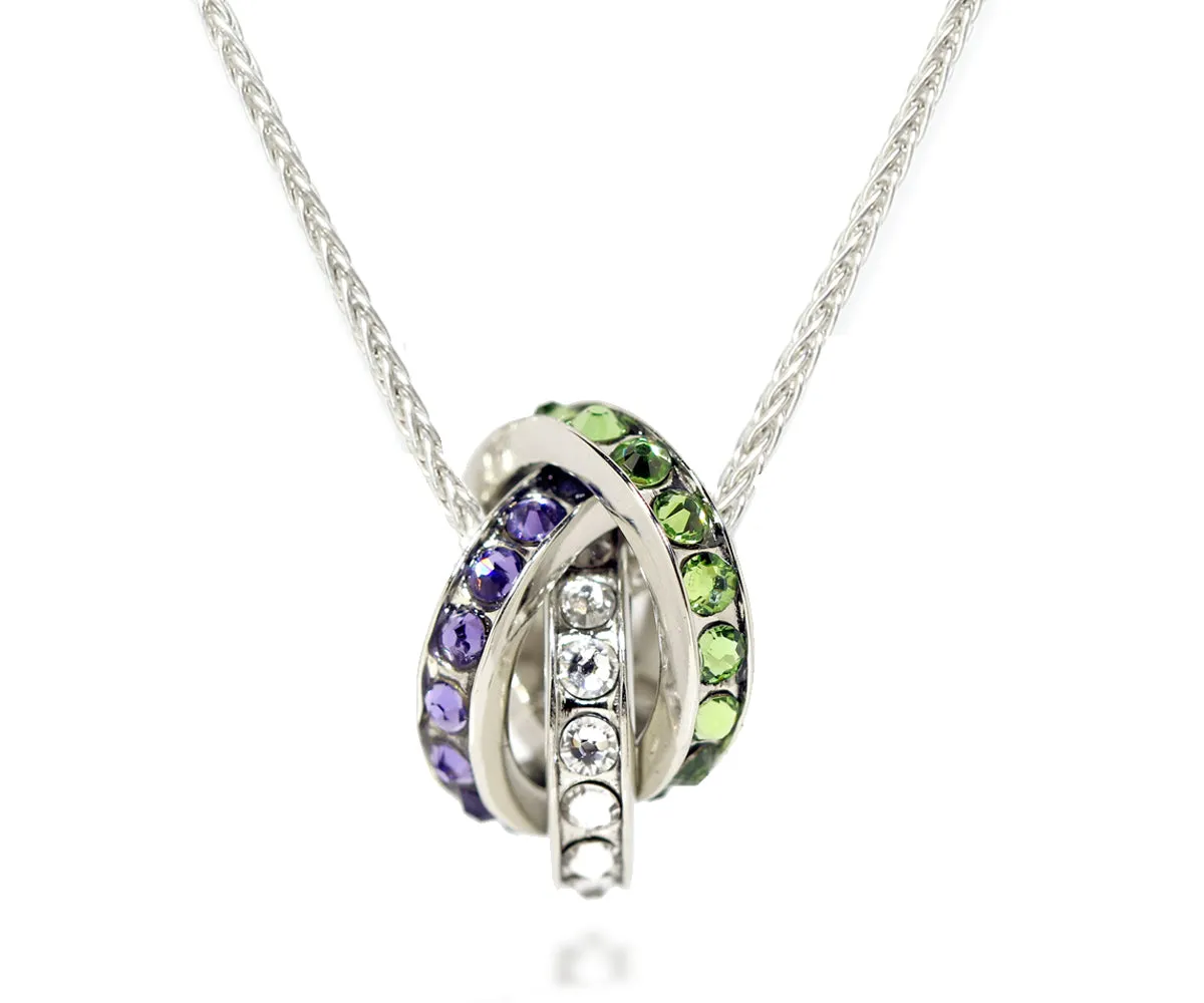 Mother's Interlocking 3 Birthstone Silver Necklace