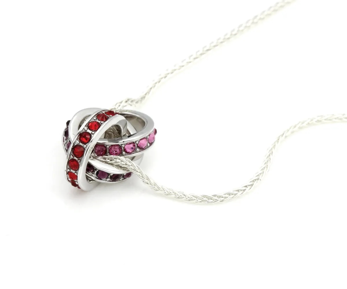 Mother's Interlocking 3 Birthstone Silver Necklace