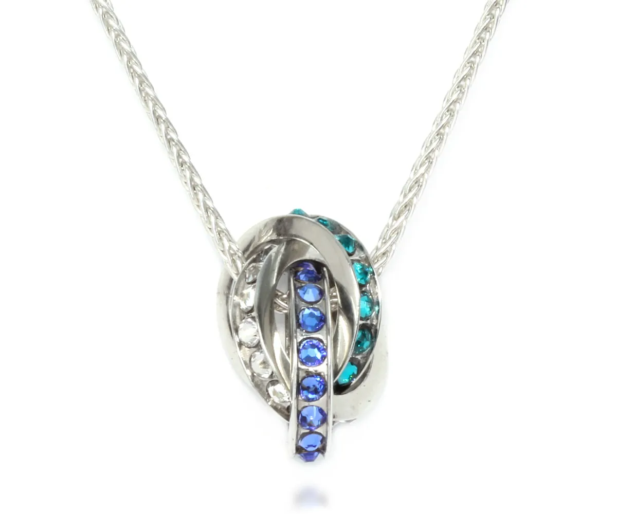 Mother's Interlocking 3 Birthstone Silver Necklace