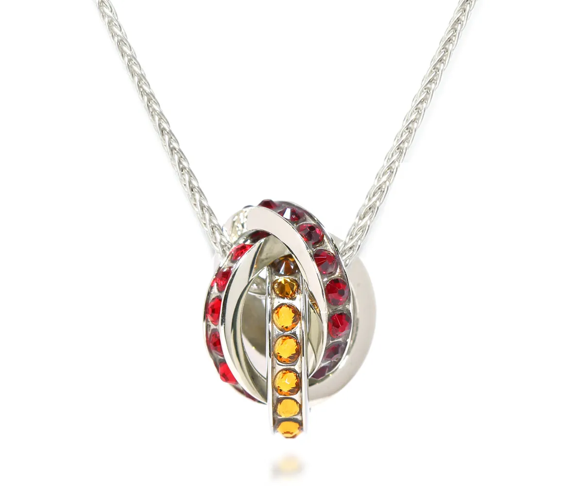 Mother's Interlocking 3 Birthstone Silver Necklace