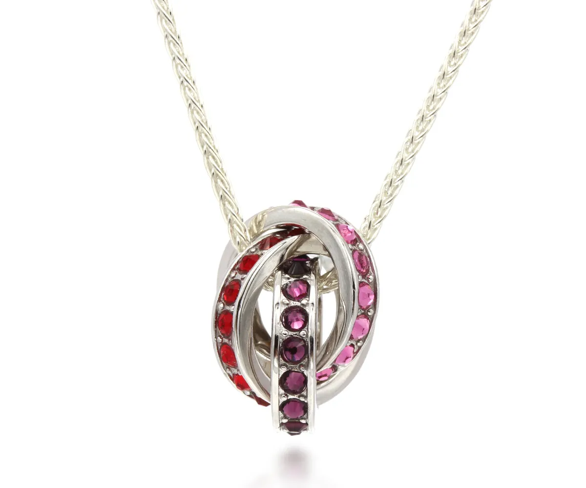 Mother's Interlocking 3 Birthstone Silver Necklace
