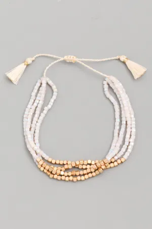 Multi Bead Bracelet with Tassels