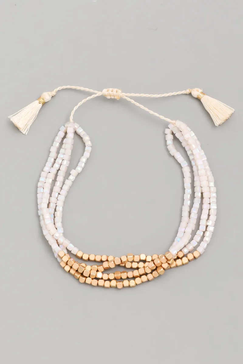 Multi Bead Bracelet with Tassels