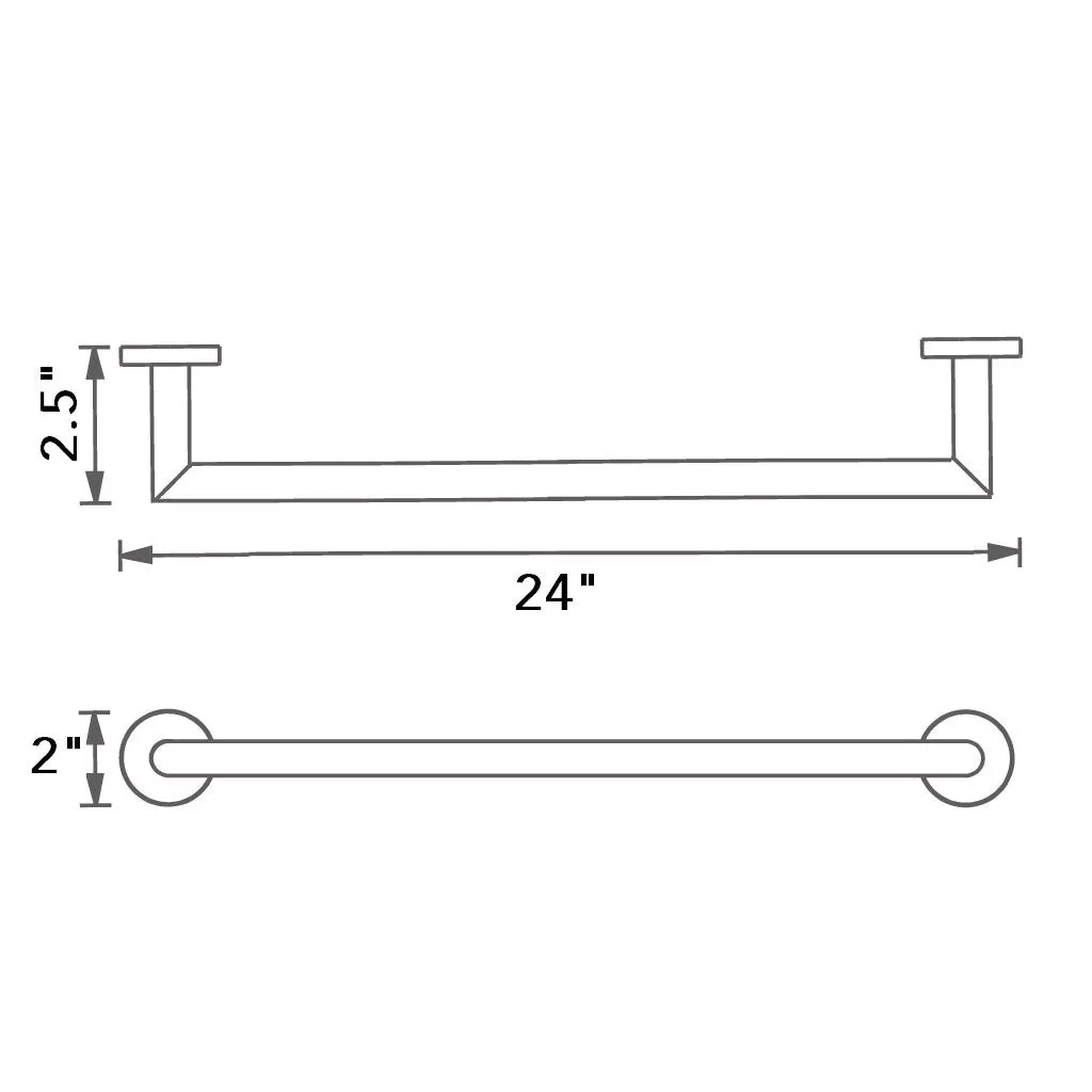 Munich Single Towel Bar - Wall Mount - 24" Brass/Matt Black