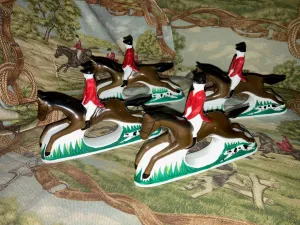 Napkin Rings Vintage Bone China in Mounted Fox Hunter Form