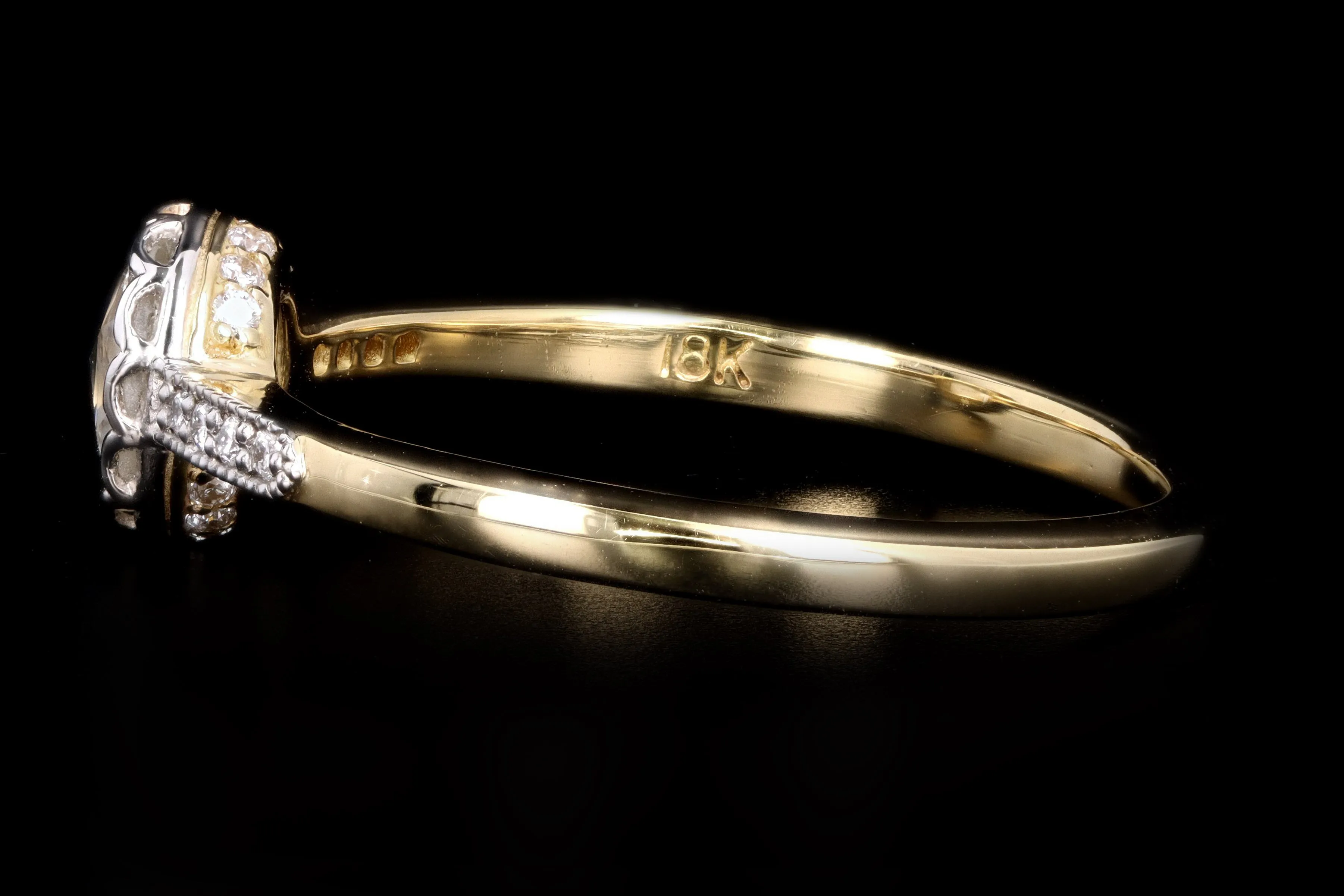 New Vintage Inspired 18K Yellow Gold & Platinum .45 Carat Rose Cut Diamond Engagement Ring
