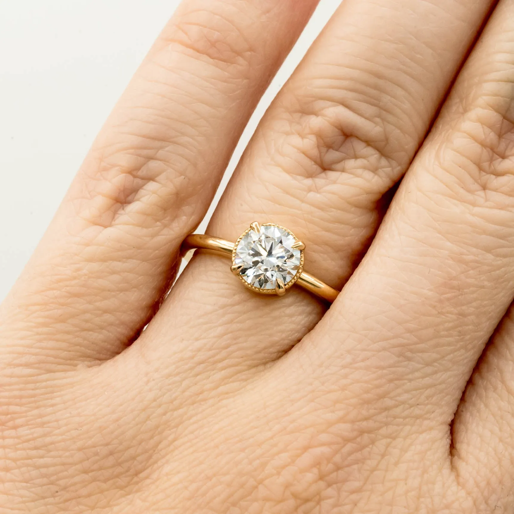 Oak Diamond Engagement Ring | 1.05ct Lab Grown Diamond | 14k Yellow Gold