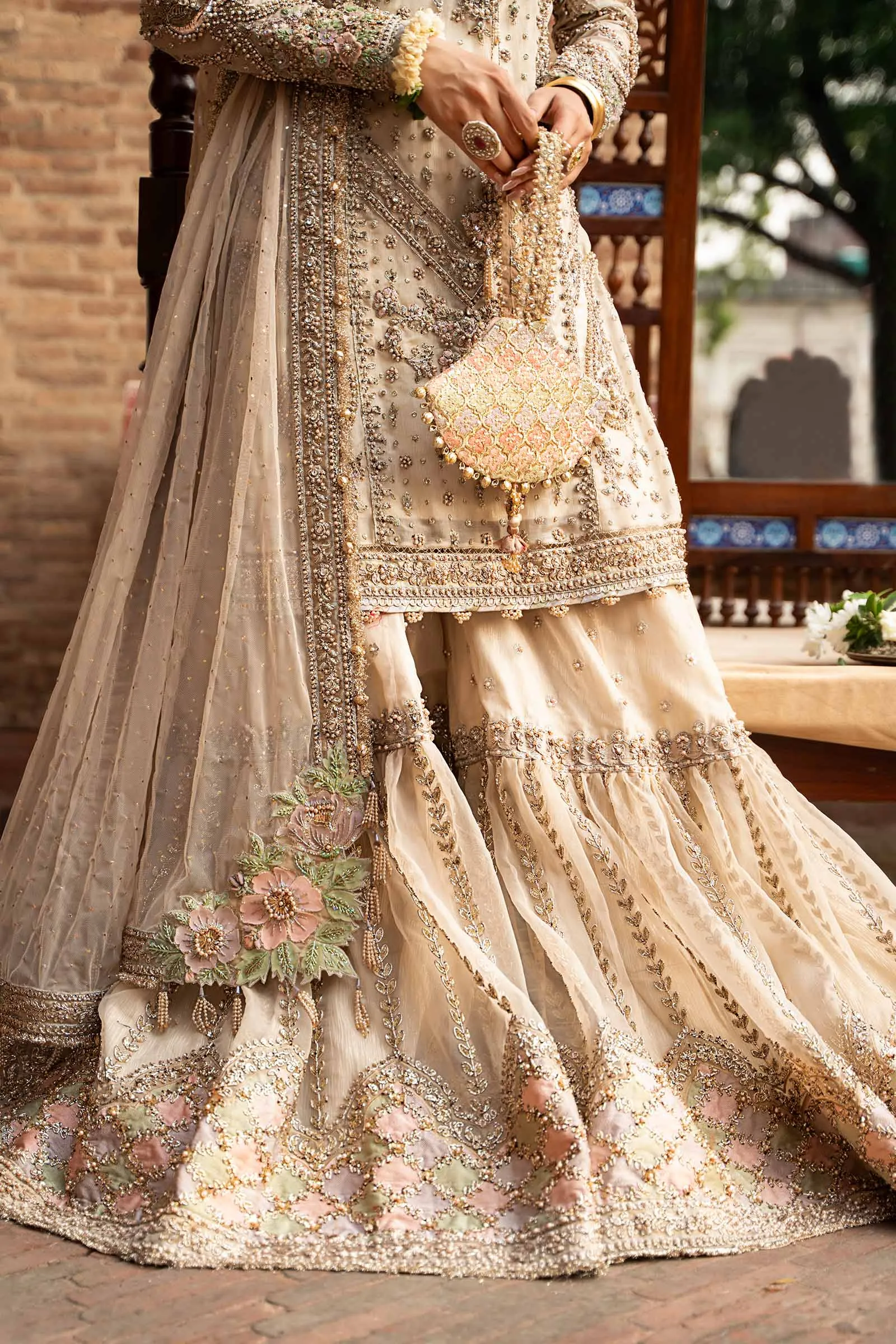 Pakistani Nikkah Dress in Kameez and Gharara Style