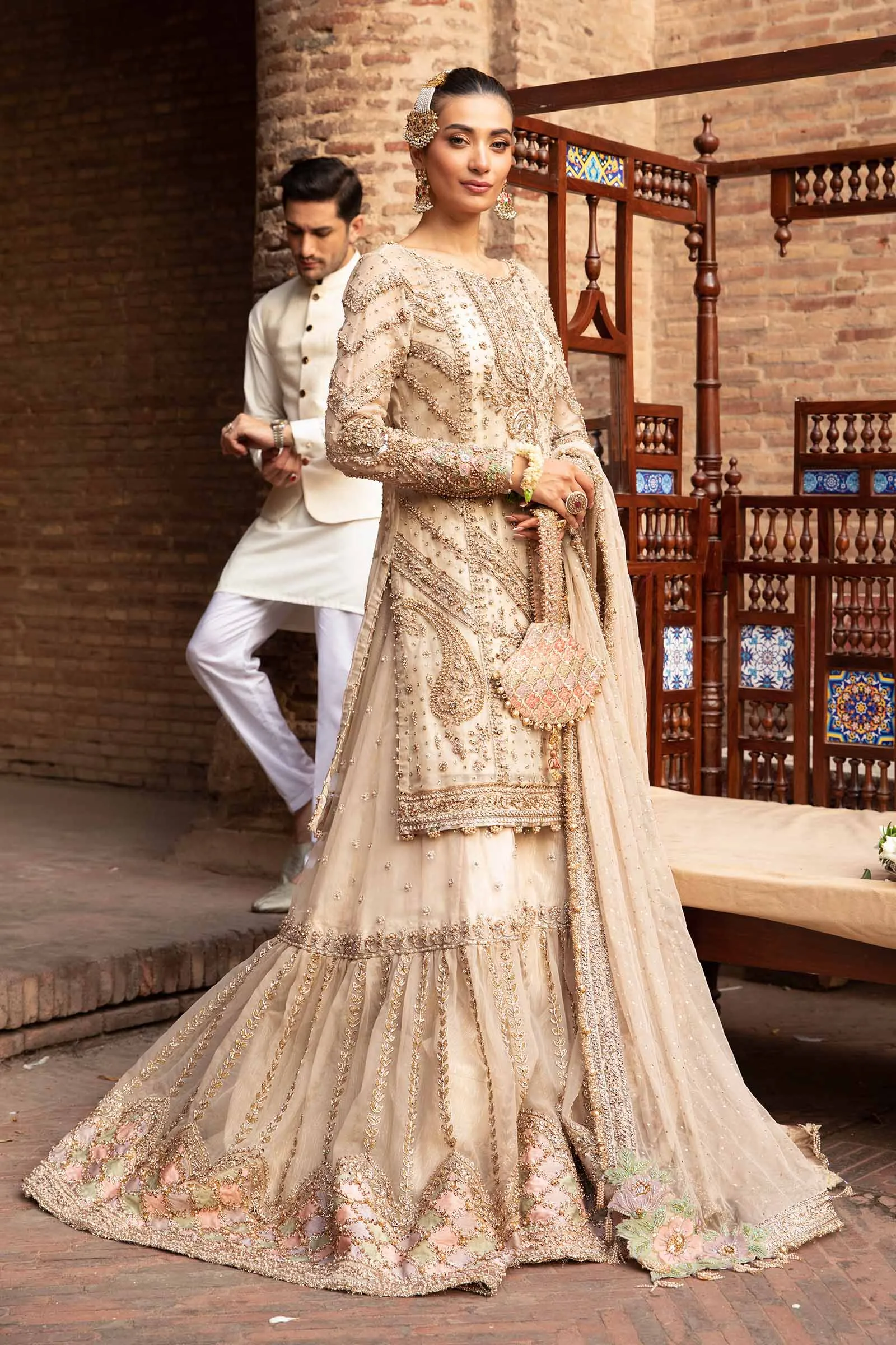 Pakistani Nikkah Dress in Kameez and Gharara Style
