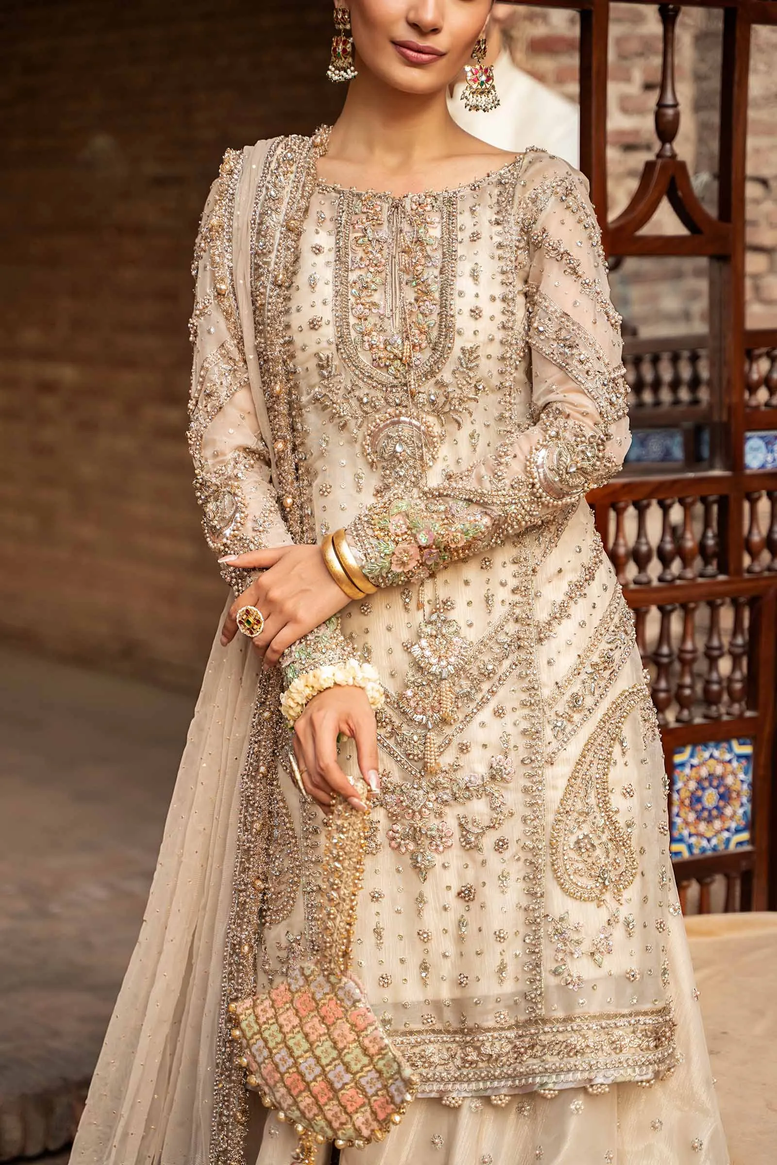 Pakistani Nikkah Dress in Kameez and Gharara Style