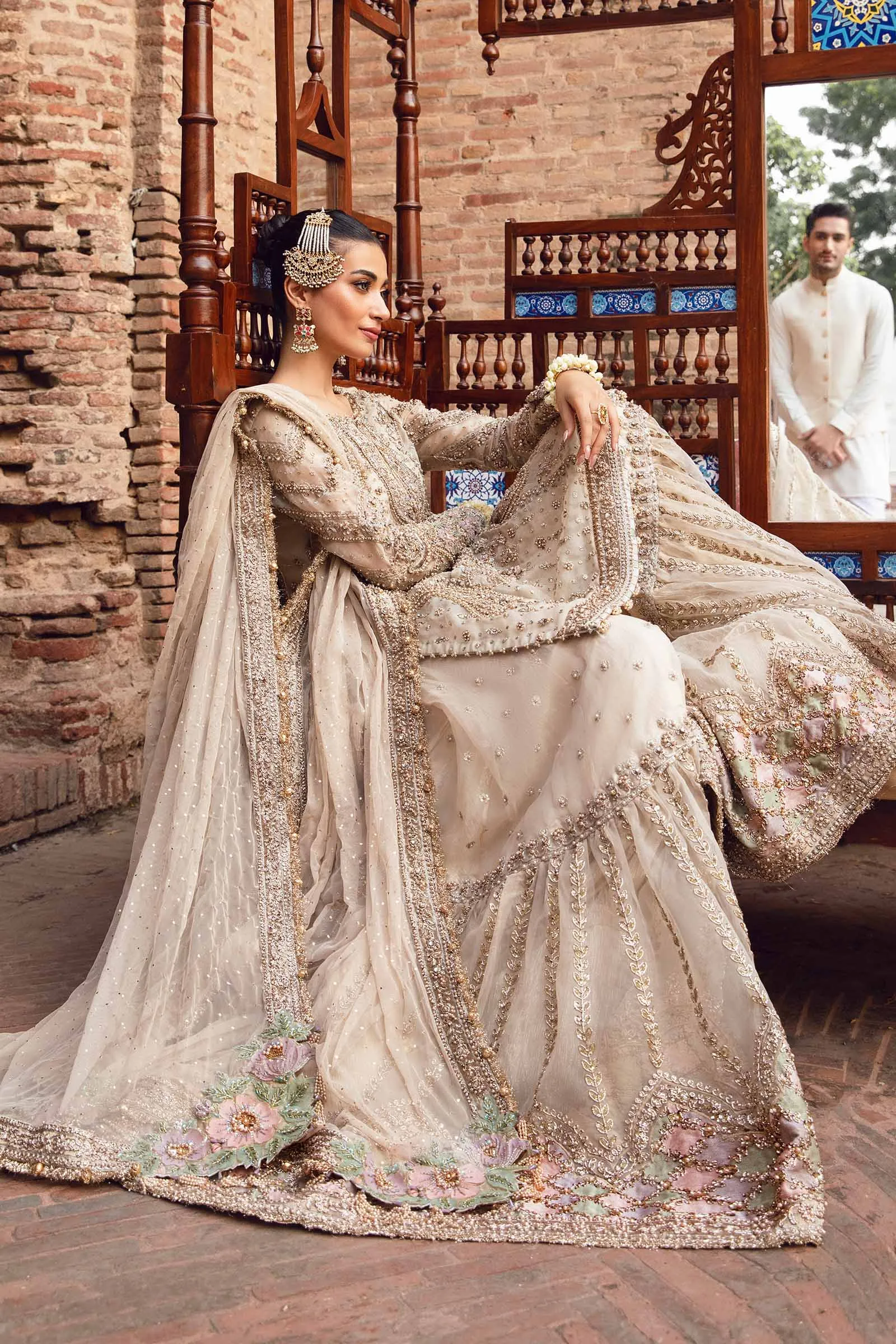 Pakistani Nikkah Dress in Kameez and Gharara Style
