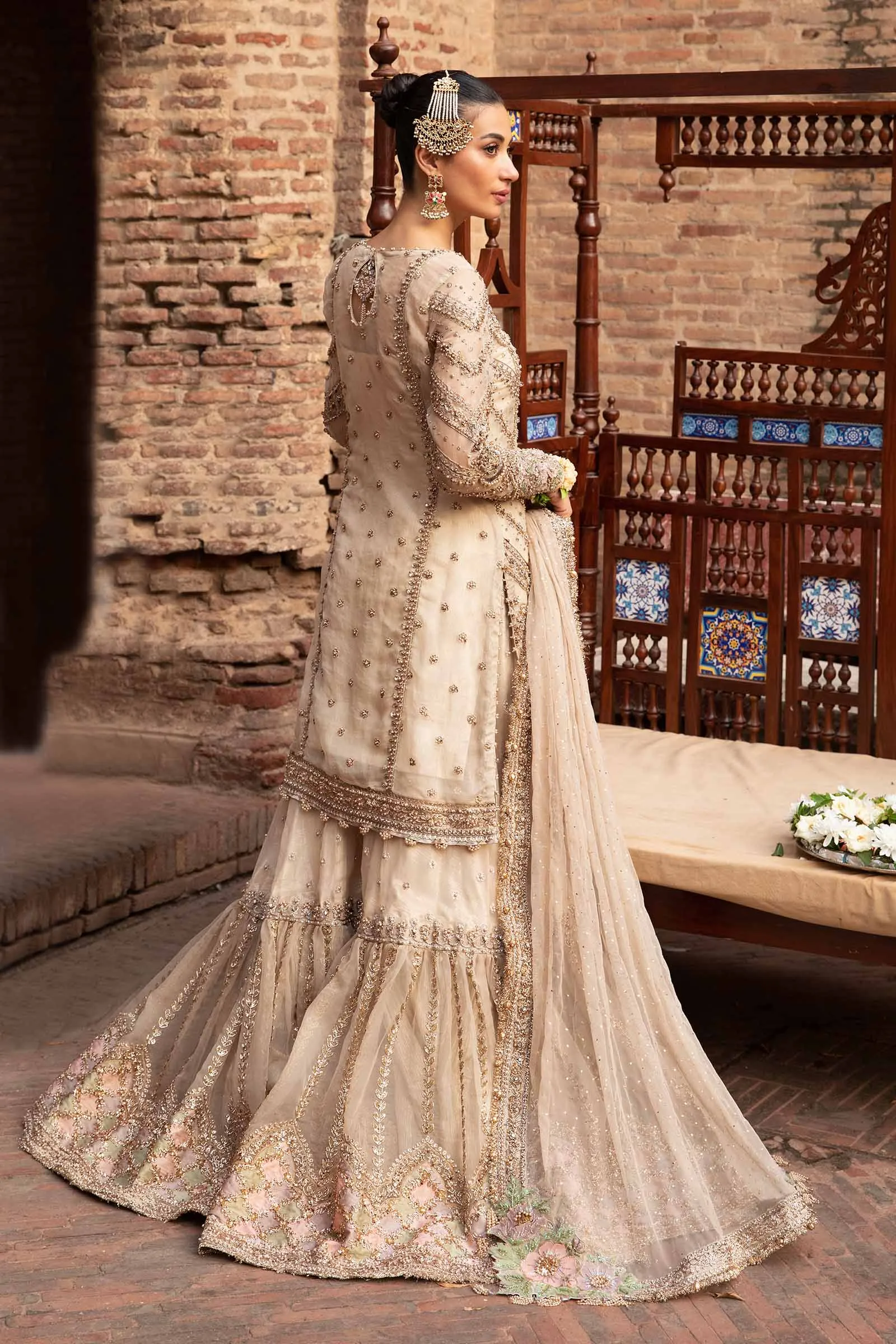 Pakistani Nikkah Dress in Kameez and Gharara Style