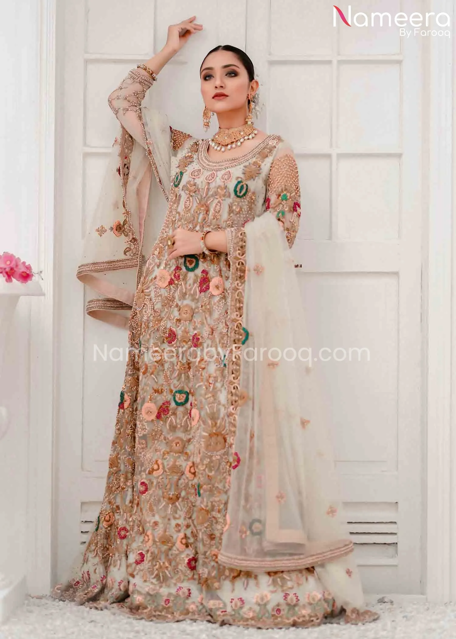 Pakistani Wedding Dress for Bride in Maxi Style #BS629