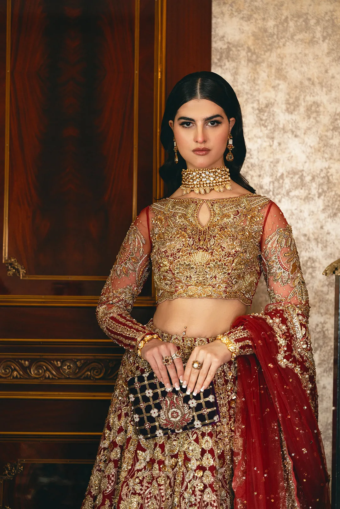 Pakistani Wedding Dress in Red Bridal Lehenga Style