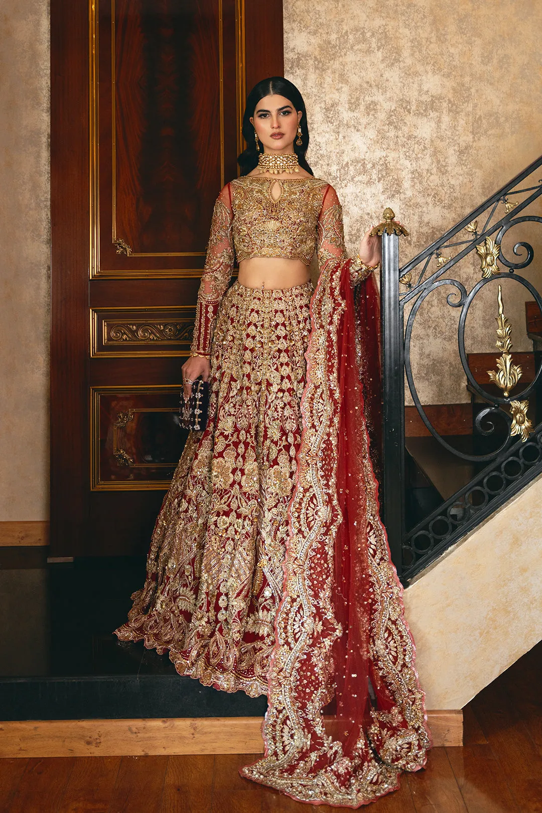 Pakistani Wedding Dress in Red Bridal Lehenga Style