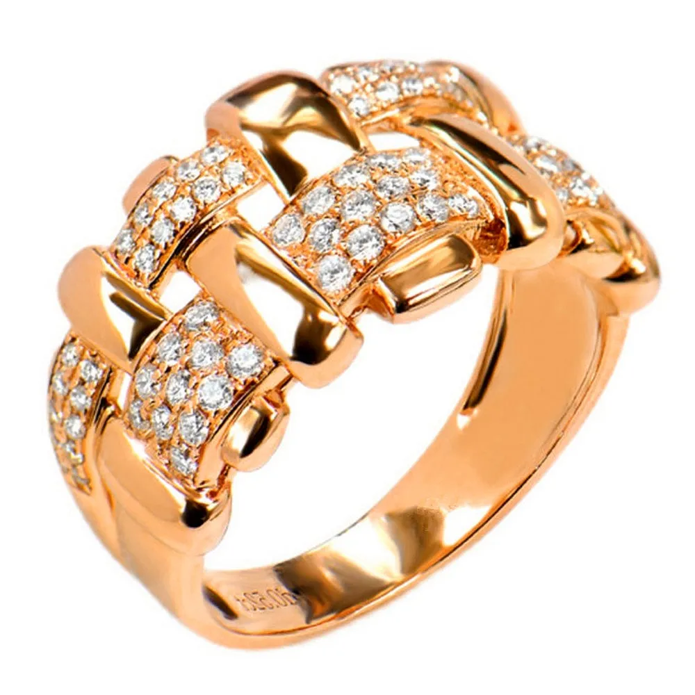 Pave Diamond Basket Weave Style Ring
