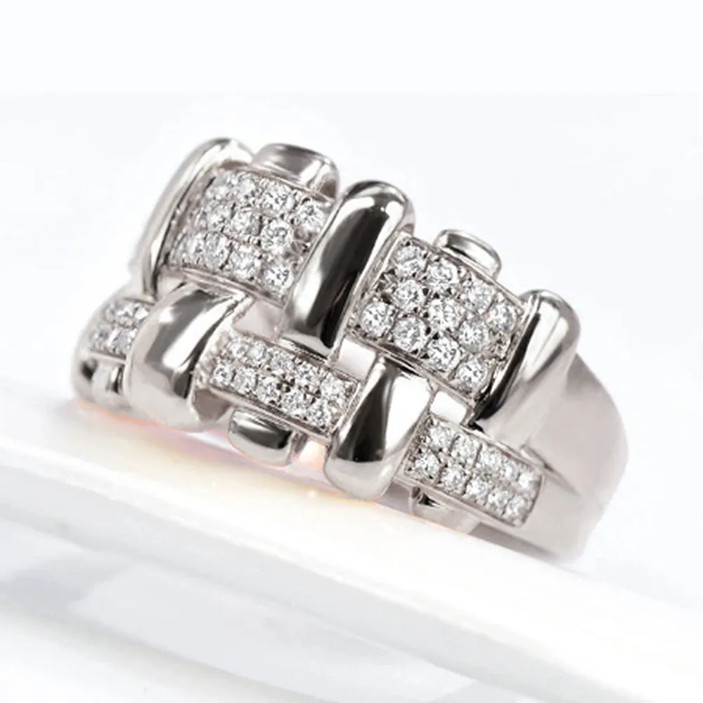 Pave Diamond Basket Weave Style Ring