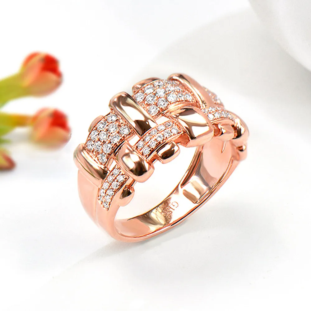 Pave Diamond Basket Weave Style Ring
