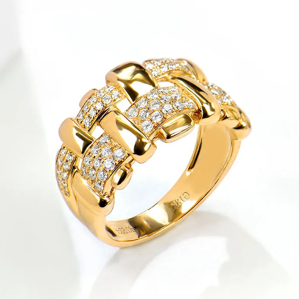 Pave Diamond Basket Weave Style Ring