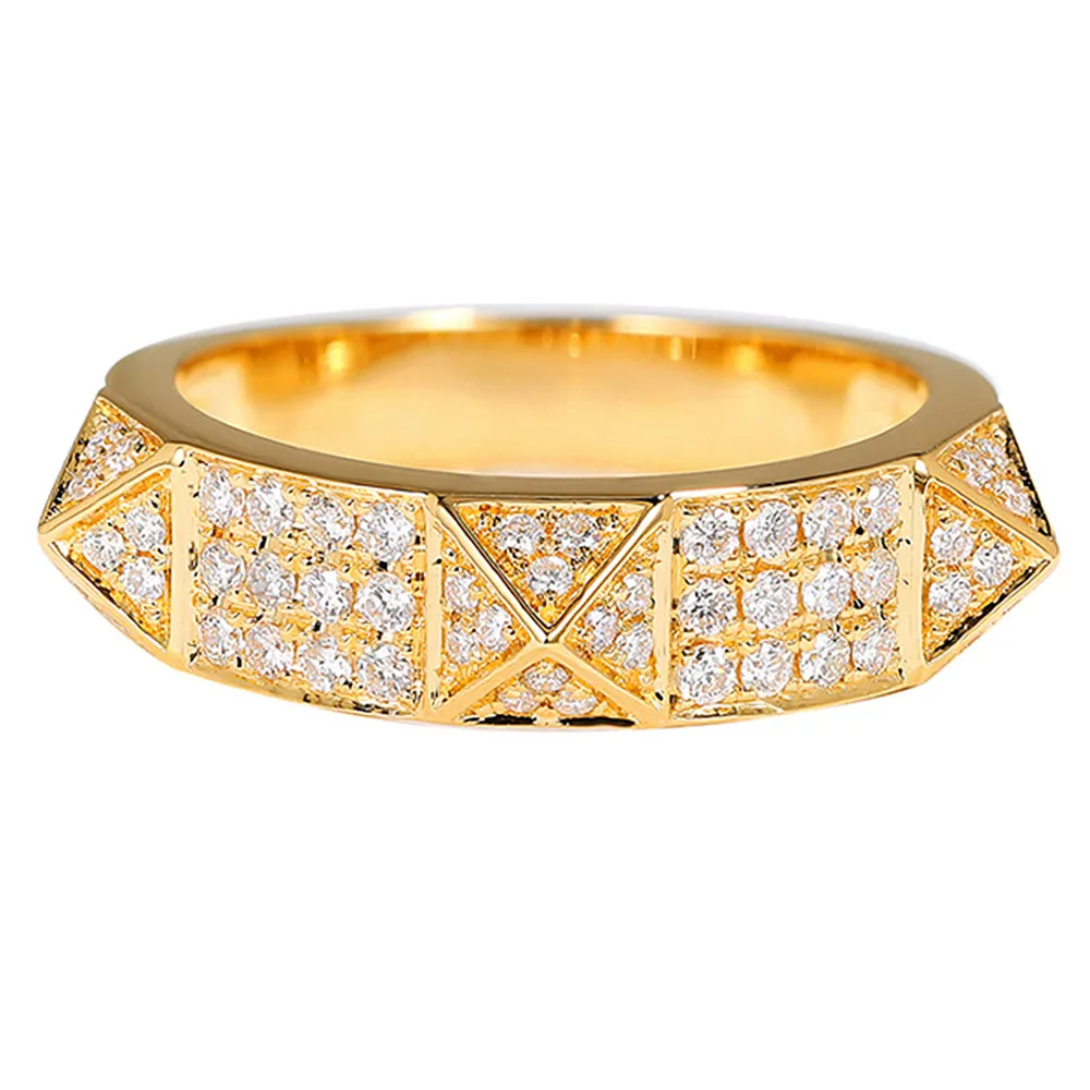 Pave Rivet Style Diamond Ring