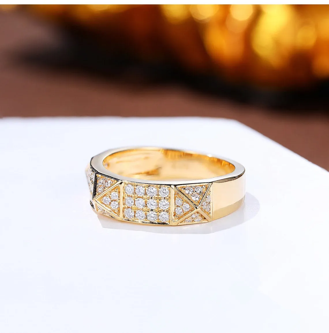 Pave Rivet Style Diamond Ring
