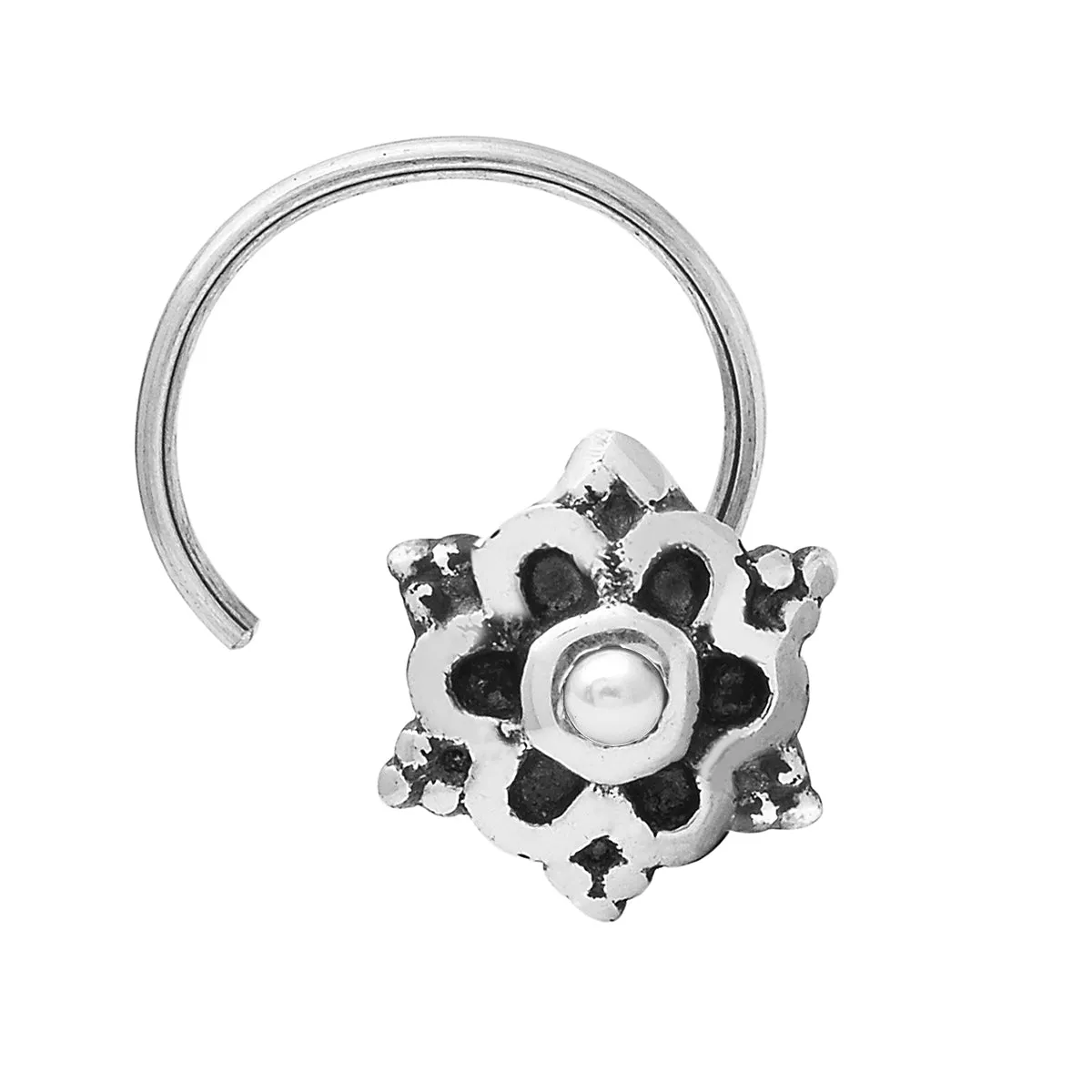 Pearl Studs Nose Pin For Women 925 Sterling Silver Pearl Nose Ring