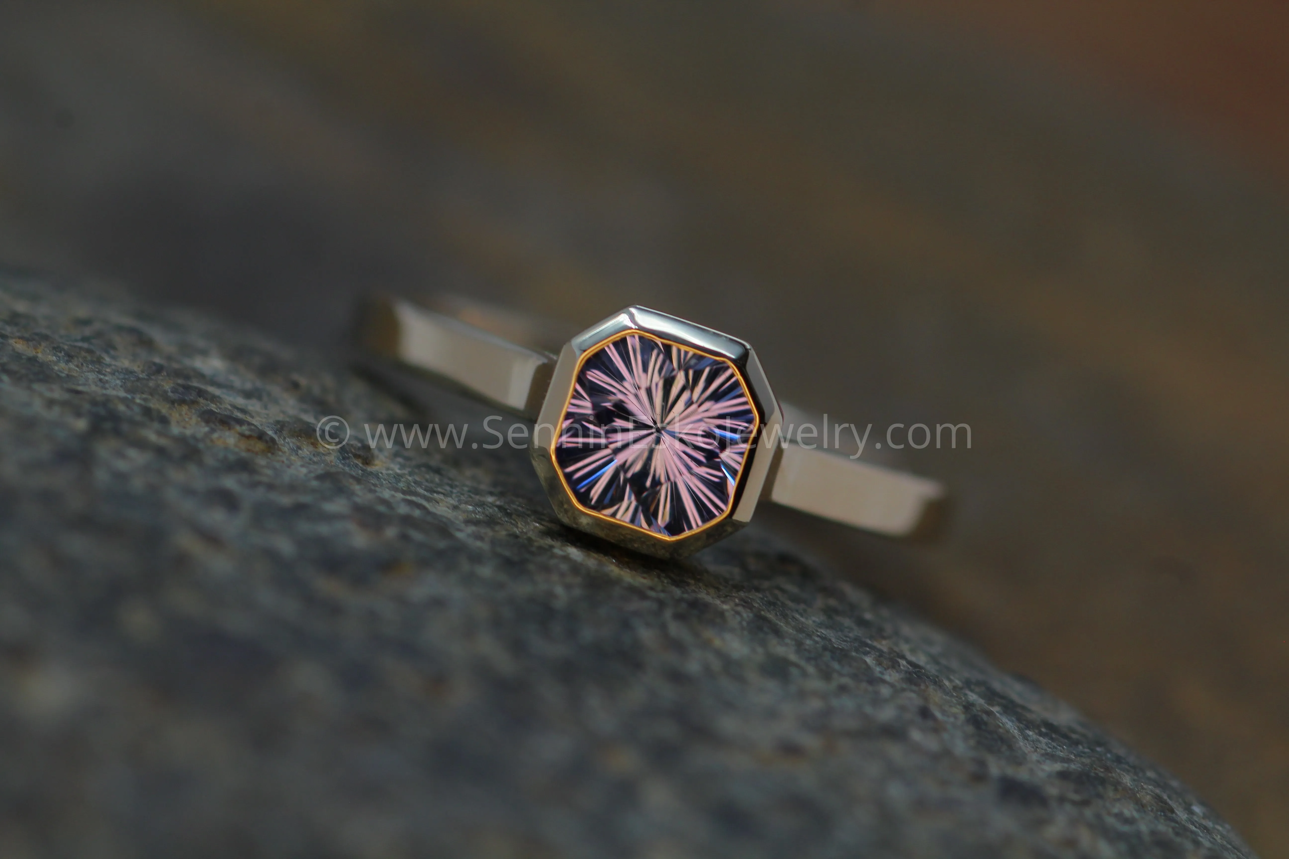 Peekaboo Medium/Lightweight Ring Setting - Depicted with Periwinkle Umba Sapphire (Setting Only, Center Stone Sold Separately)