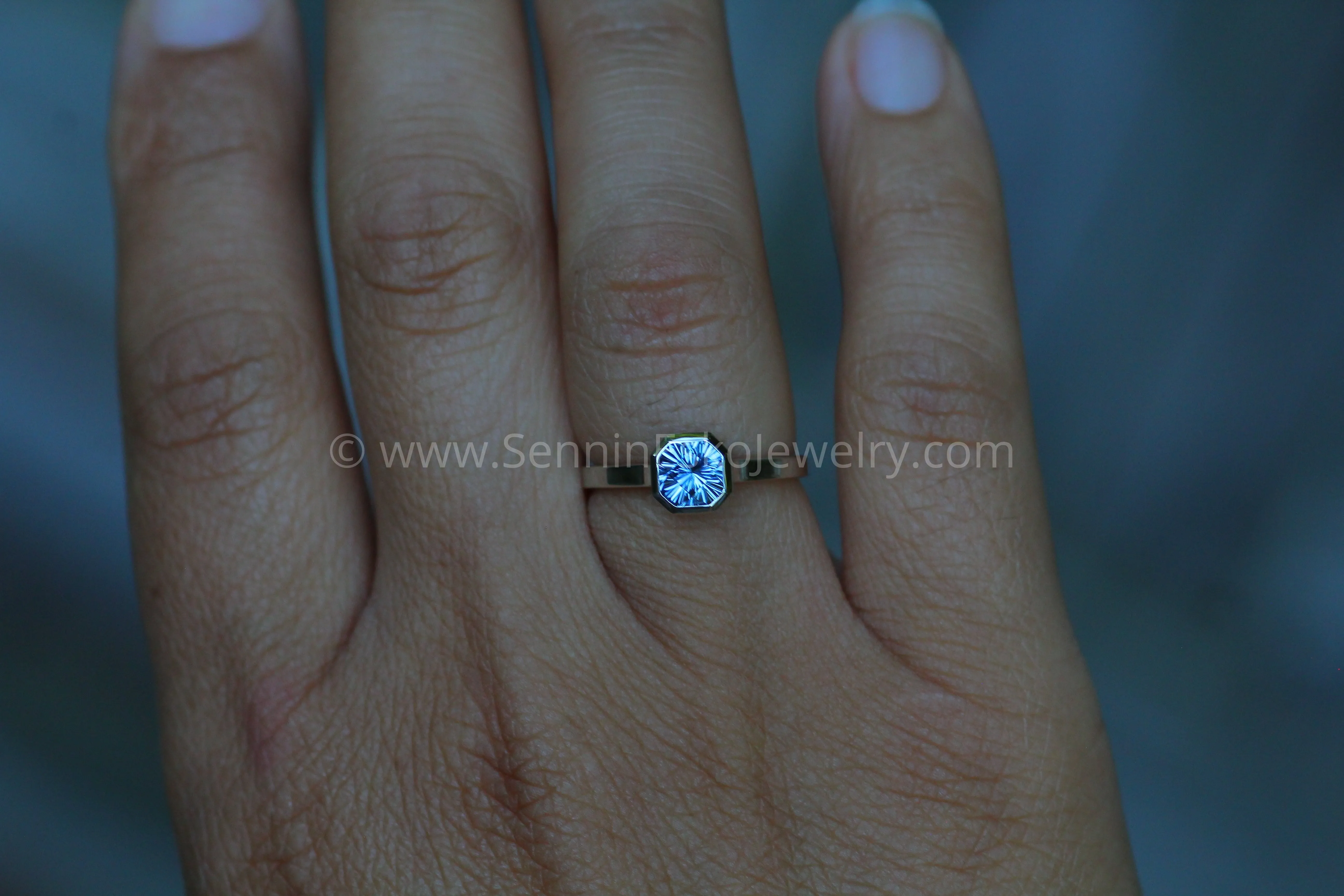 Peekaboo Medium/Lightweight Ring Setting - Depicted with Periwinkle Umba Sapphire (Setting Only, Center Stone Sold Separately)