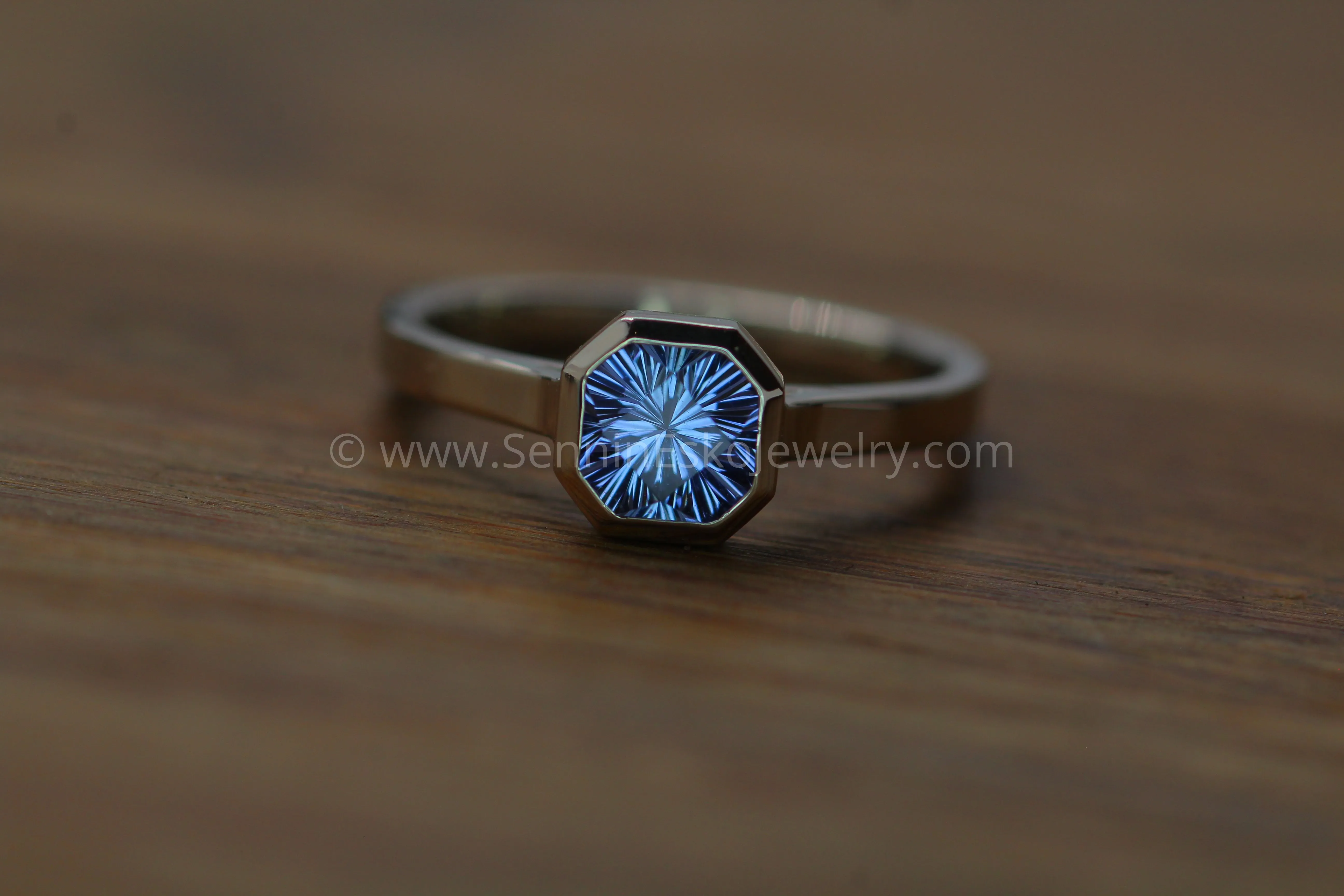 Peekaboo Medium/Lightweight Ring Setting - Depicted with Periwinkle Umba Sapphire (Setting Only, Center Stone Sold Separately)