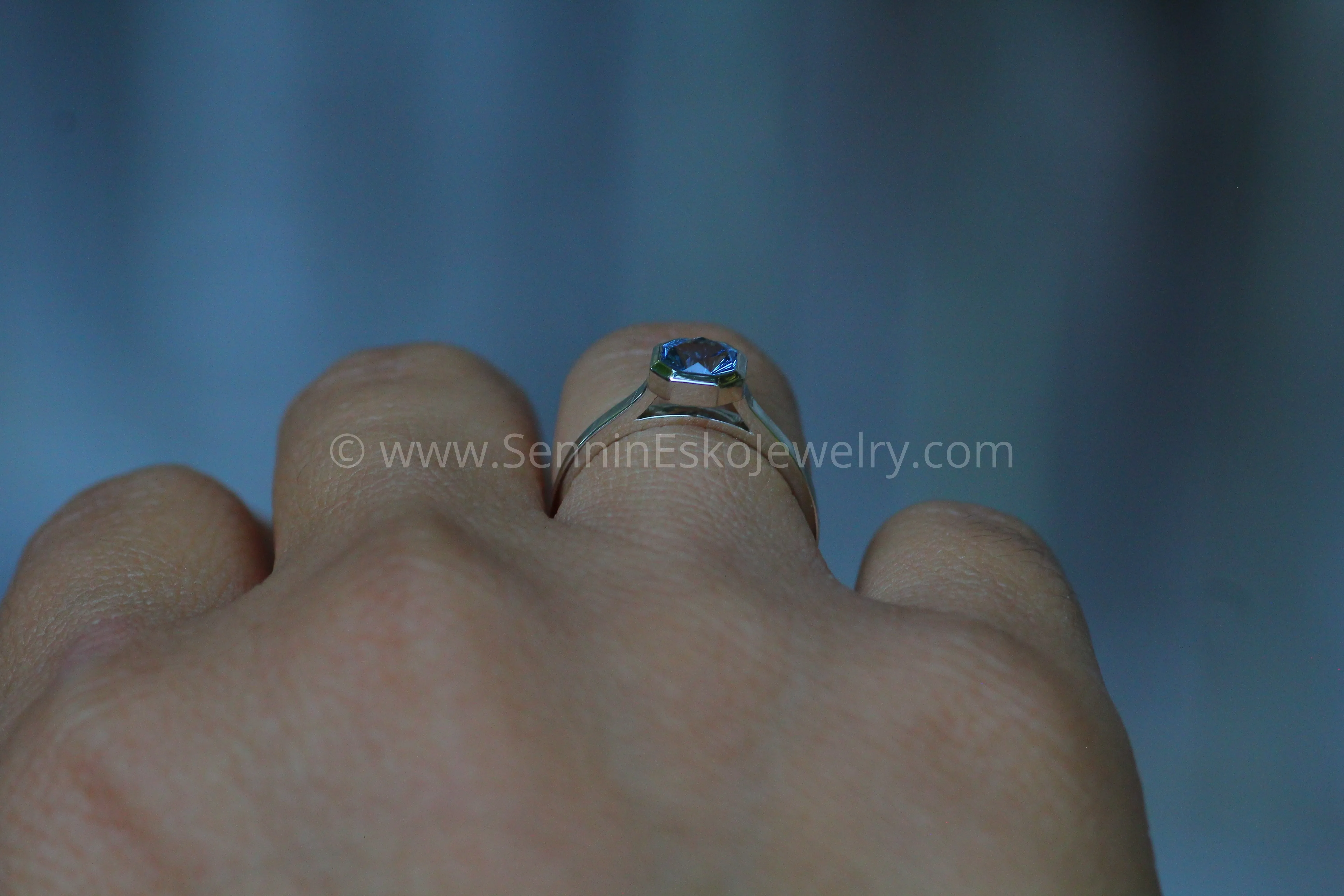 Peekaboo Medium/Lightweight Ring Setting - Depicted with Periwinkle Umba Sapphire (Setting Only, Center Stone Sold Separately)