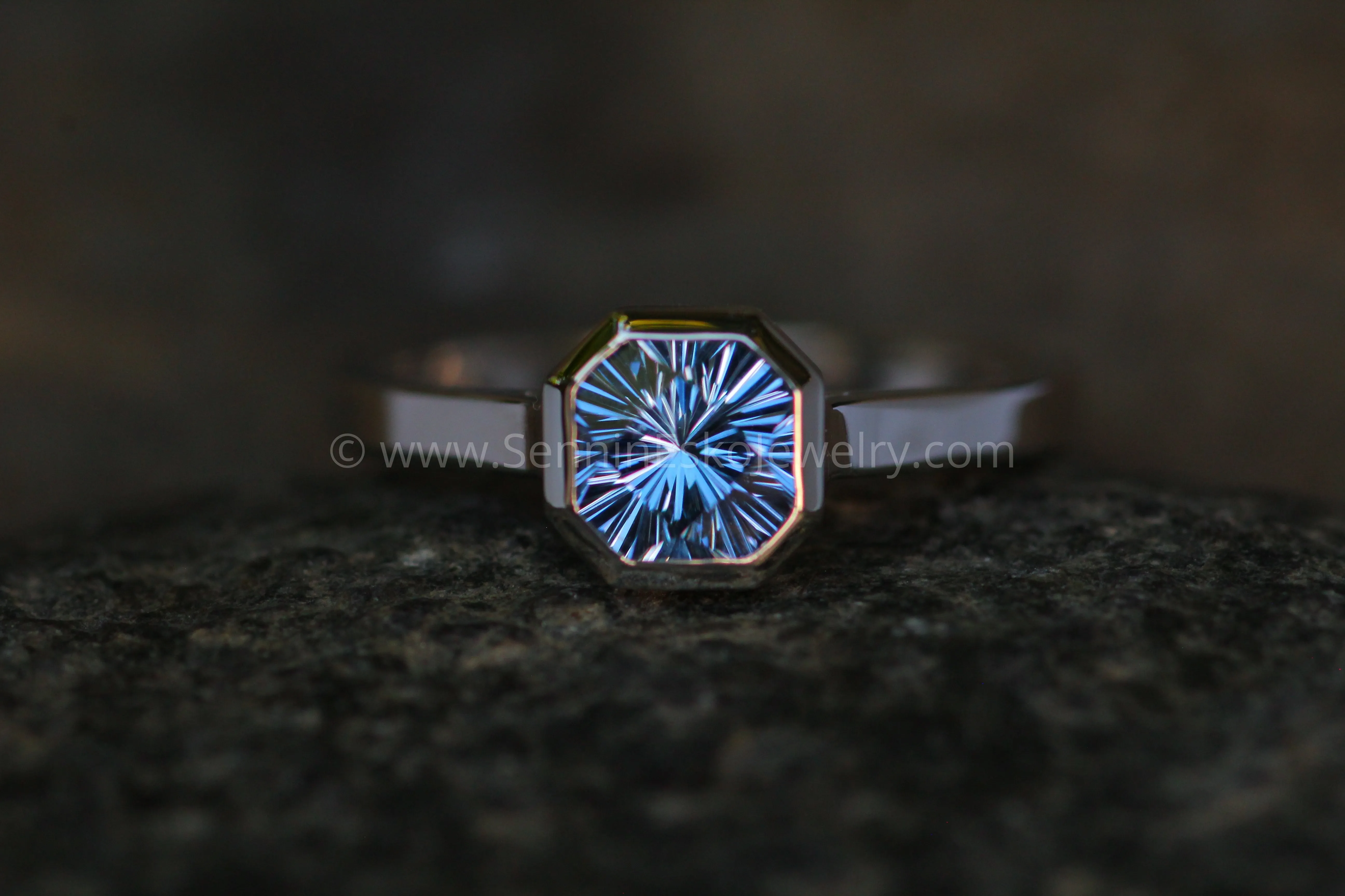 Peekaboo Medium/Lightweight Ring Setting - Depicted with Periwinkle Umba Sapphire (Setting Only, Center Stone Sold Separately)