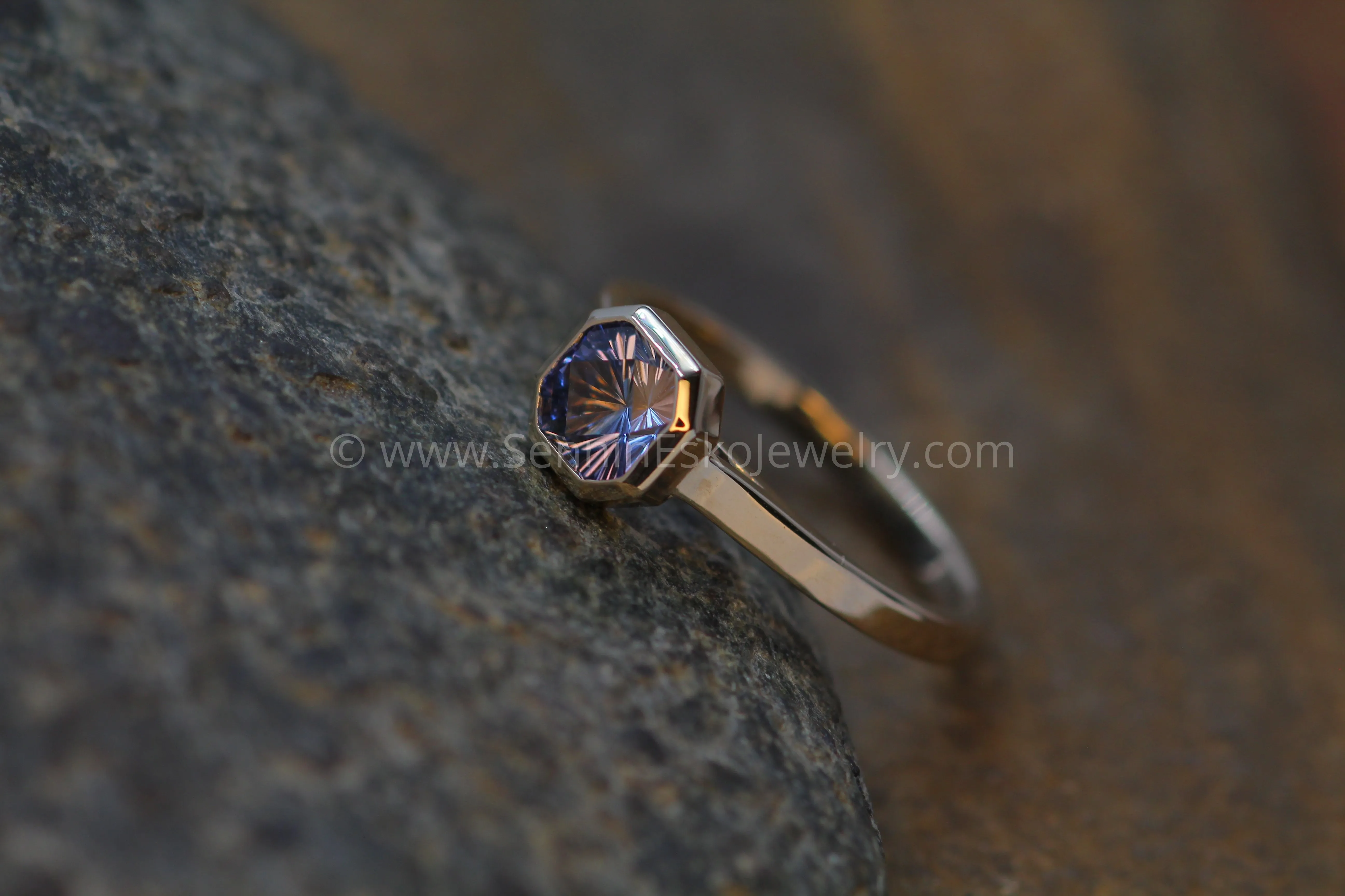 Peekaboo Medium/Lightweight Ring Setting - Depicted with Periwinkle Umba Sapphire (Setting Only, Center Stone Sold Separately)