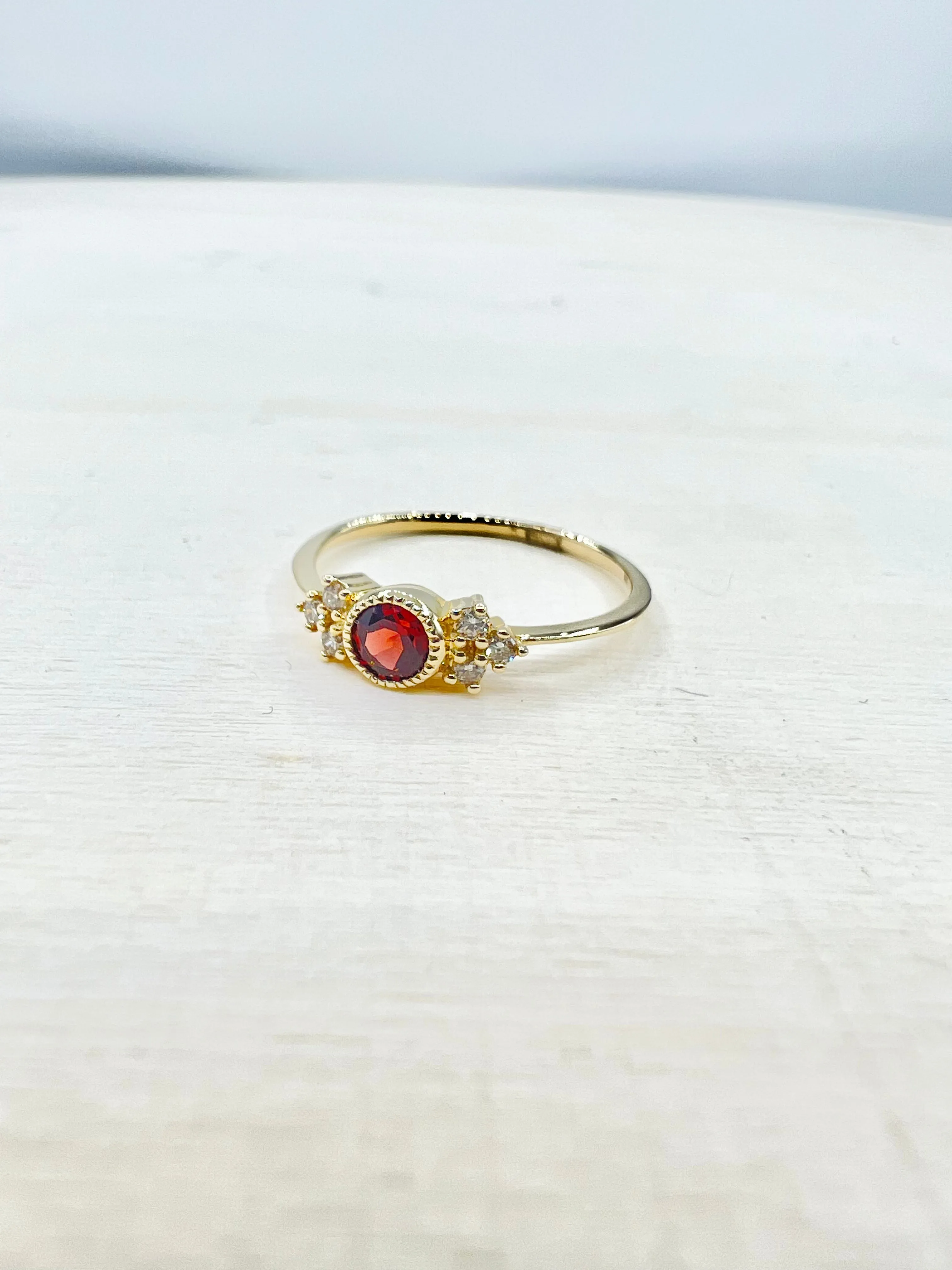 Petite Diamond and Gemstone Bezel Set Rings