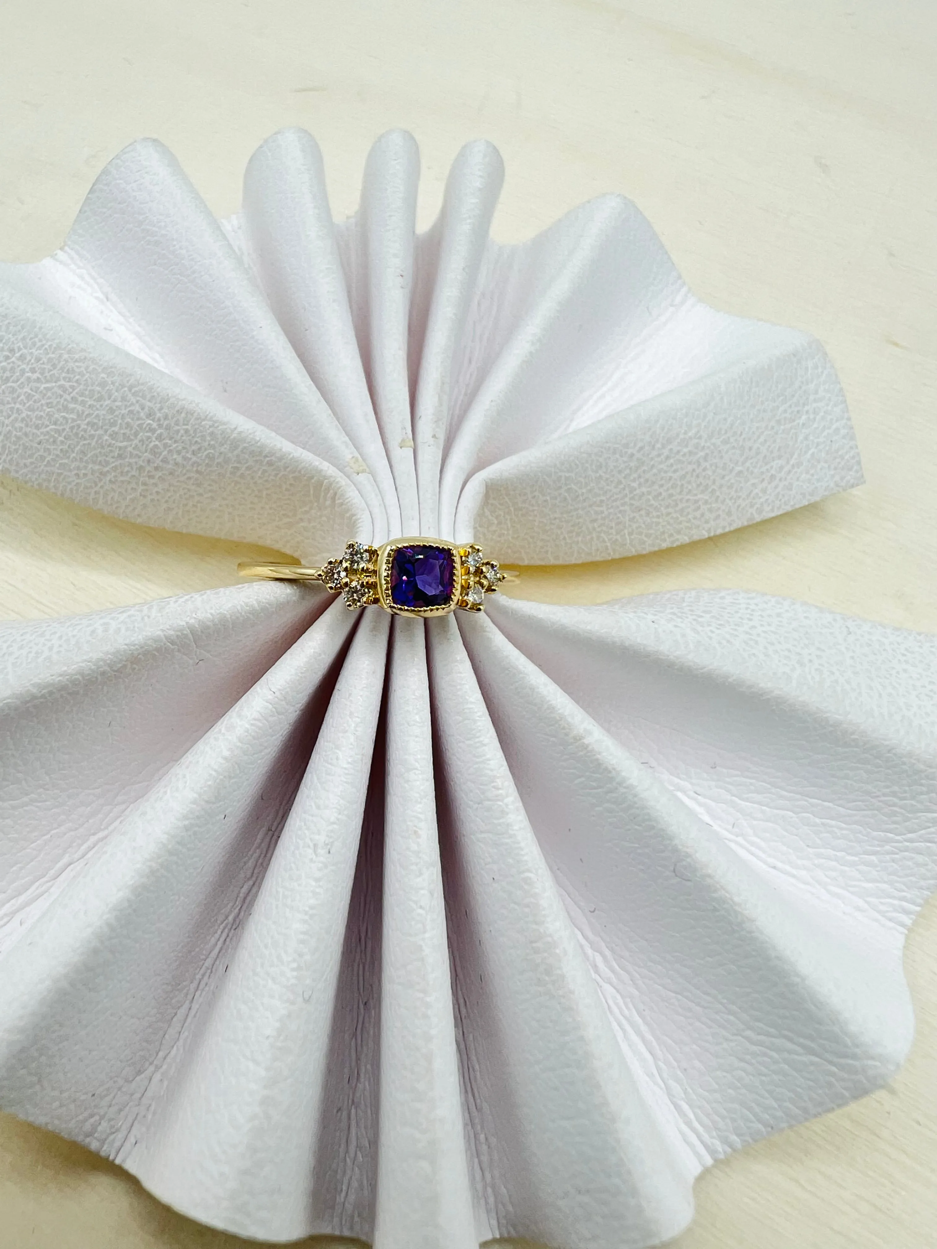 Petite Diamond and Gemstone Bezel Set Rings
