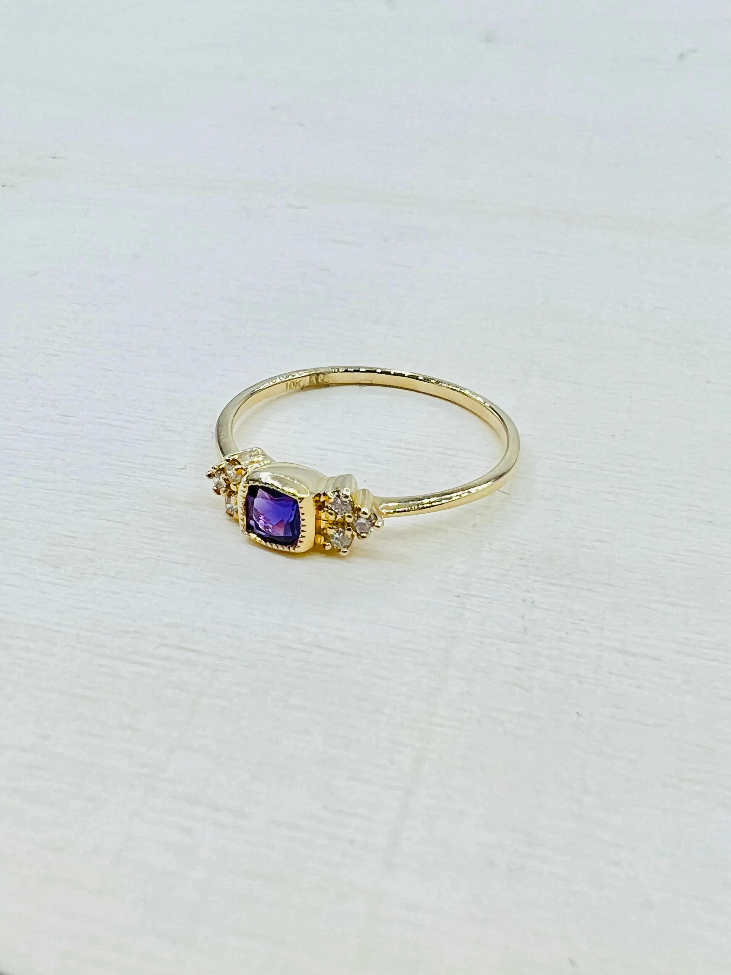 Petite Diamond and Gemstone Bezel Set Rings