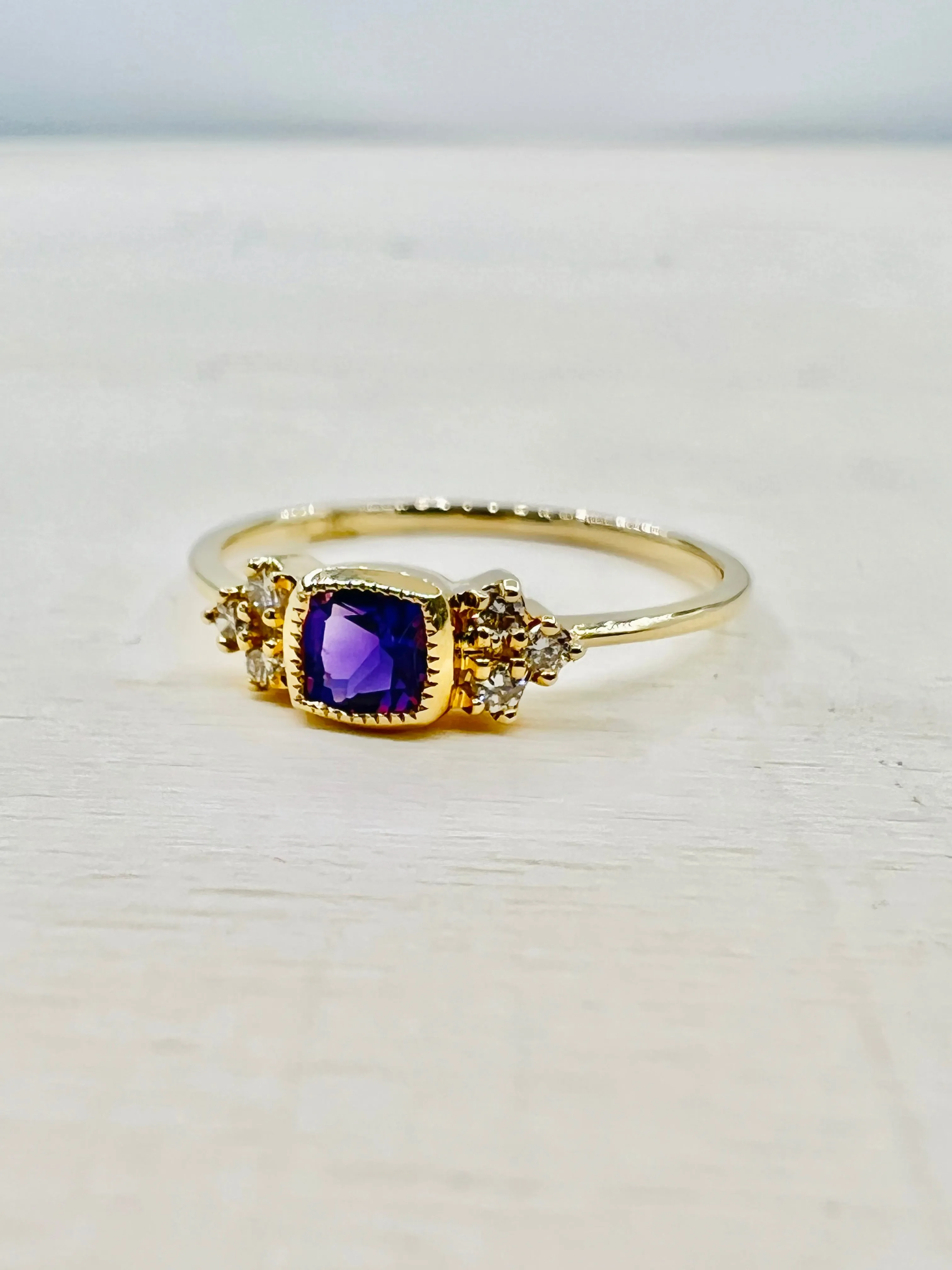Petite Diamond and Gemstone Bezel Set Rings