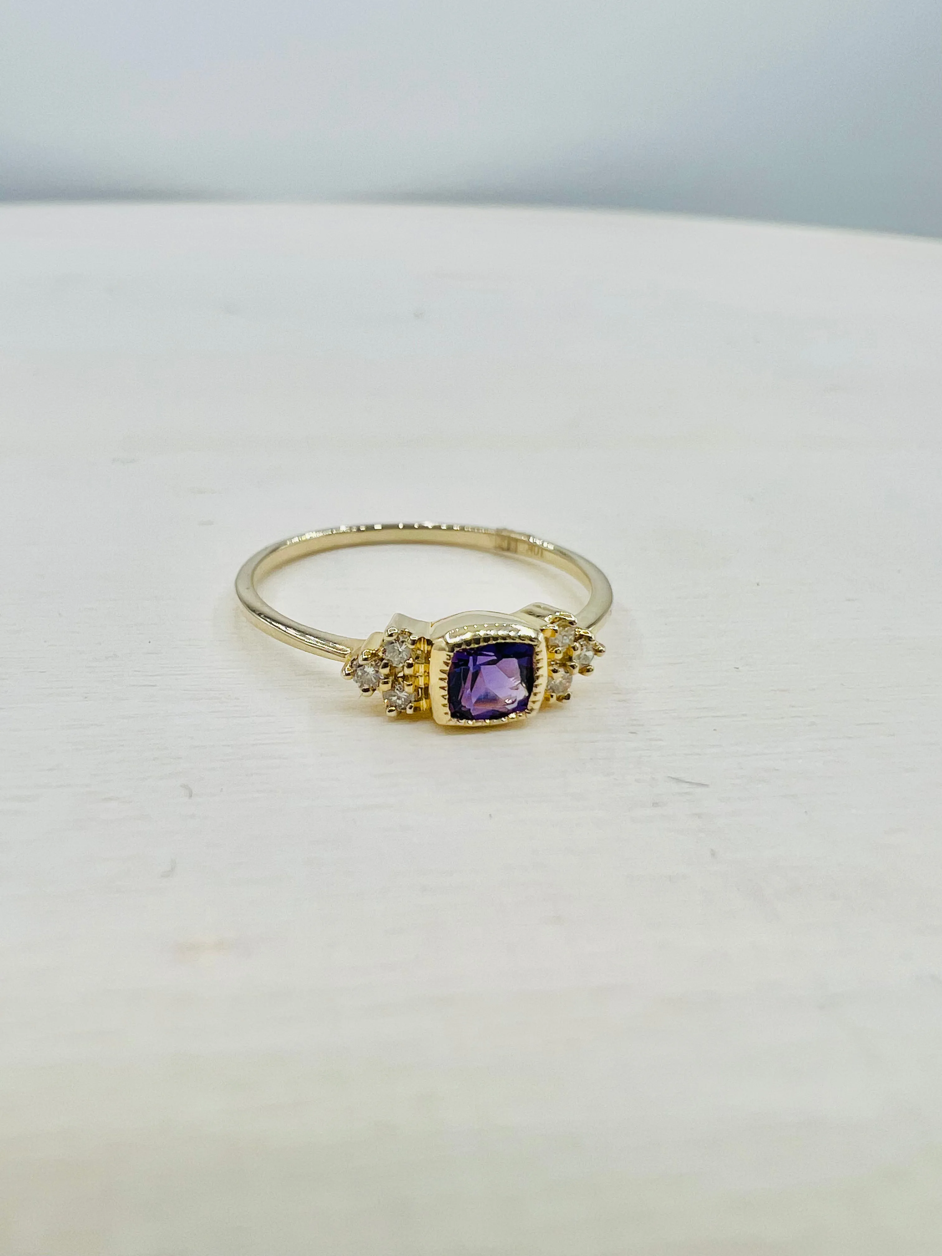 Petite Diamond and Gemstone Bezel Set Rings