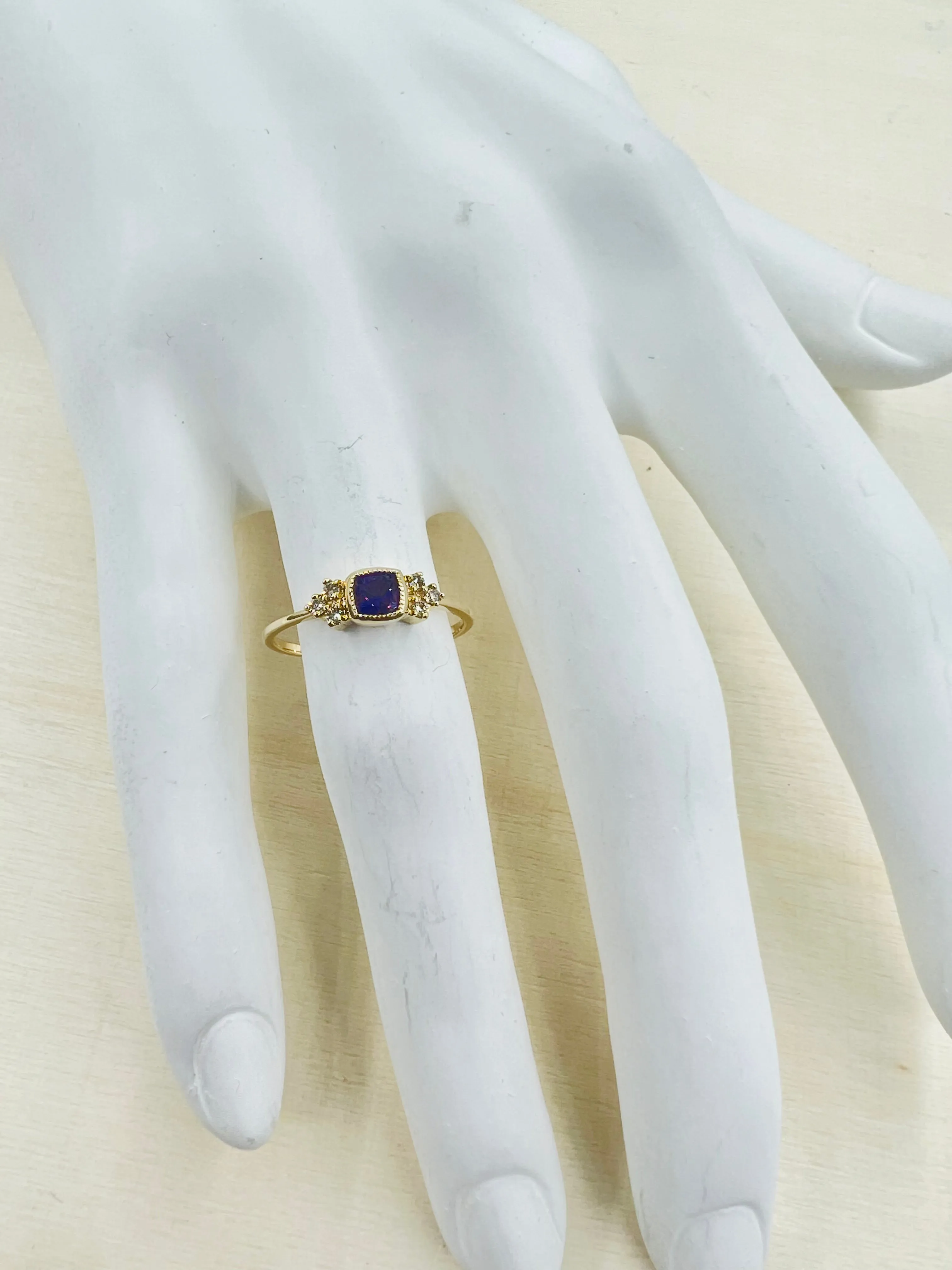 Petite Diamond and Gemstone Bezel Set Rings
