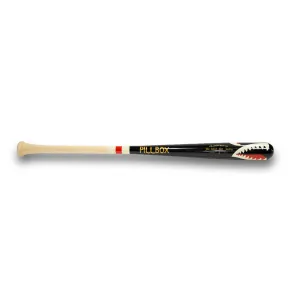 Pillbox Youth Shark Black (Bare Handle w/ White & Red Rings) Wood Baseball Bat | Maple | 29" (-8)