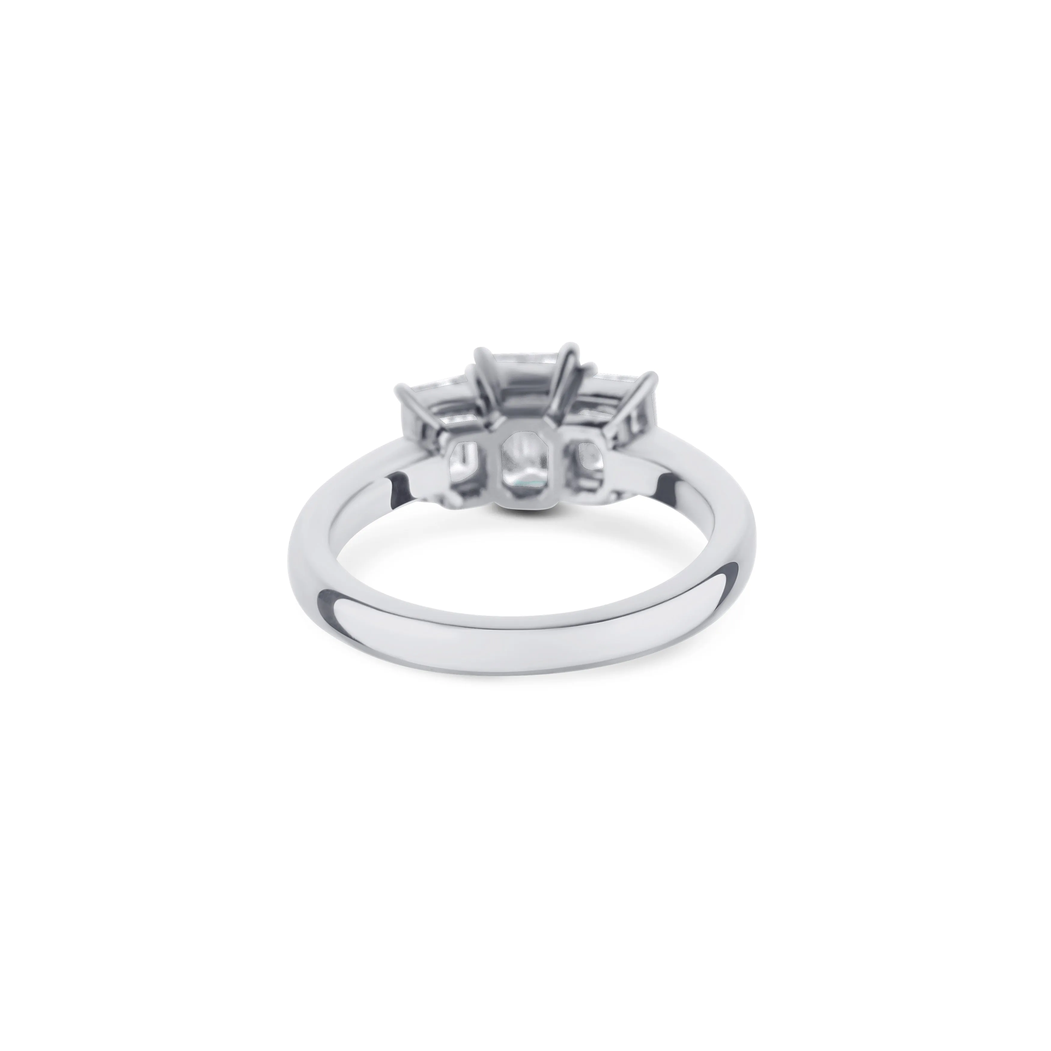 Platinum Emerald Cut Diamond 3 Stone Engagement Ring