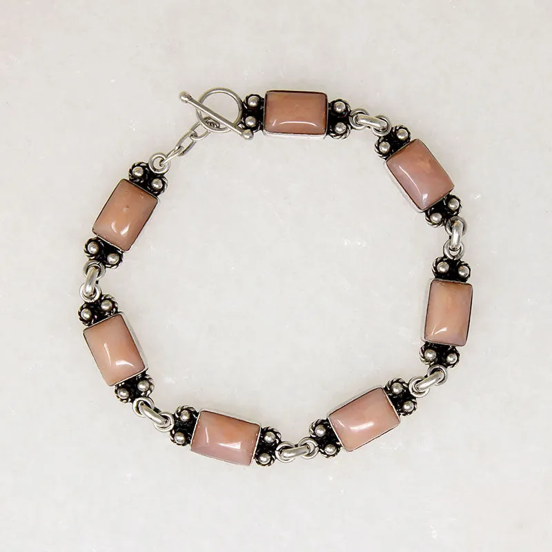 Powder Pink Opal & Sterling Silver Bracelet