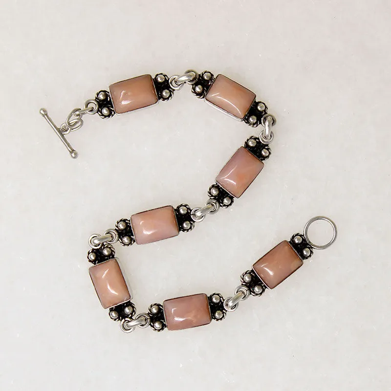 Powder Pink Opal & Sterling Silver Bracelet