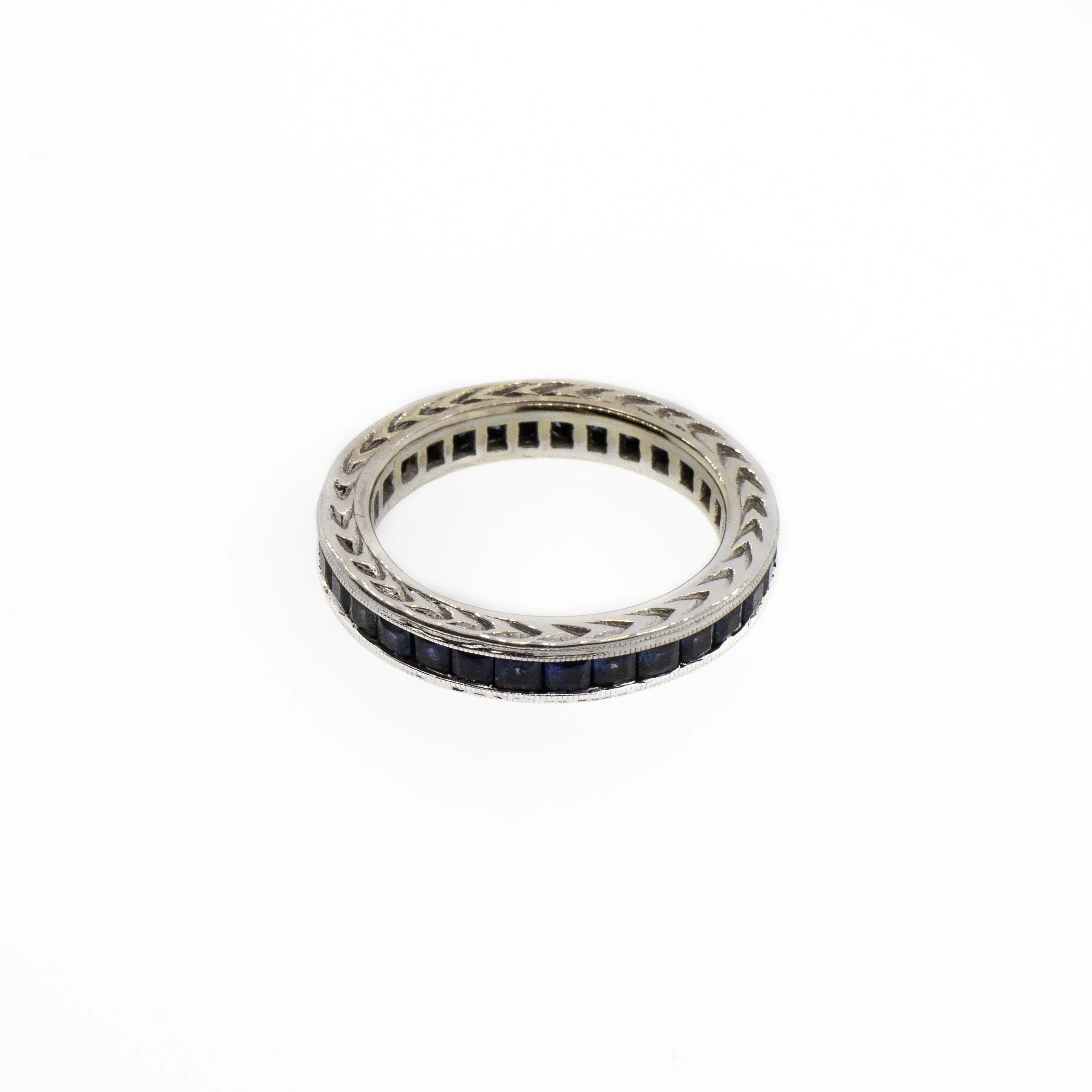Princess Cut Blue Sapphire Eternity Band