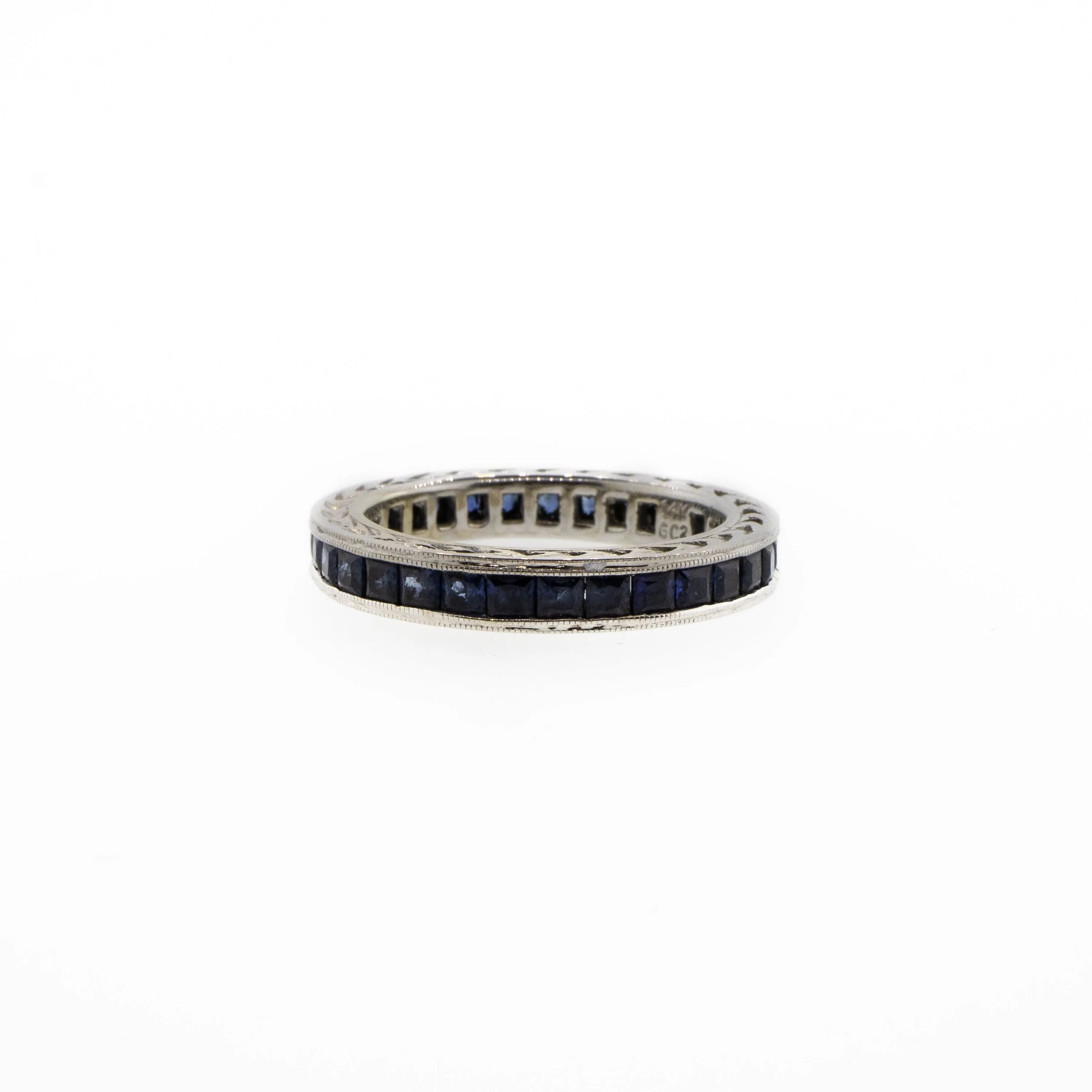 Princess Cut Blue Sapphire Eternity Band