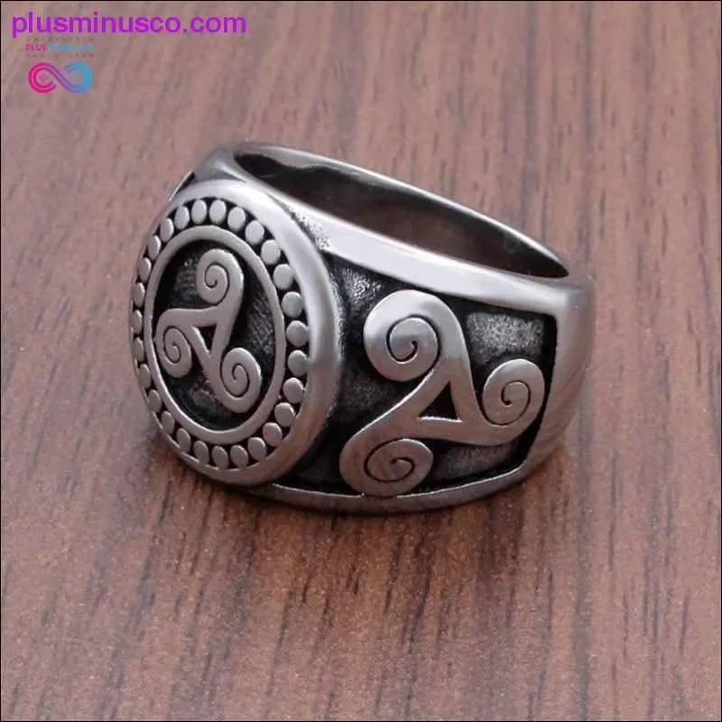 Punk Vegvisir Viking Stainless Steel Rings Futhark Runes